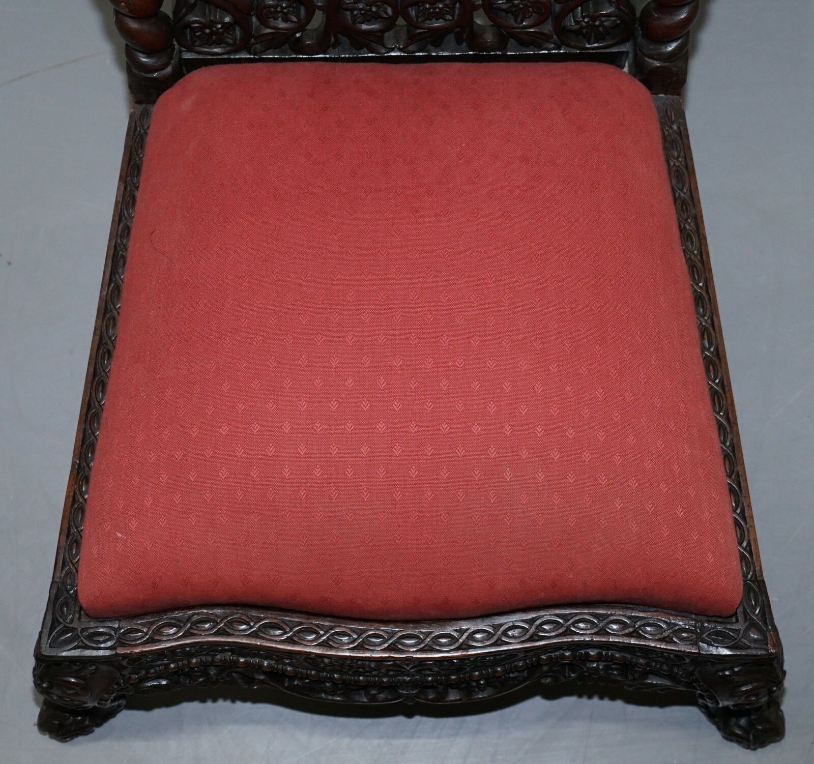 Rare Circa 1880 Burmese Solid Rosewood Hand Carved Floral Chair High Back Ornate photo buy