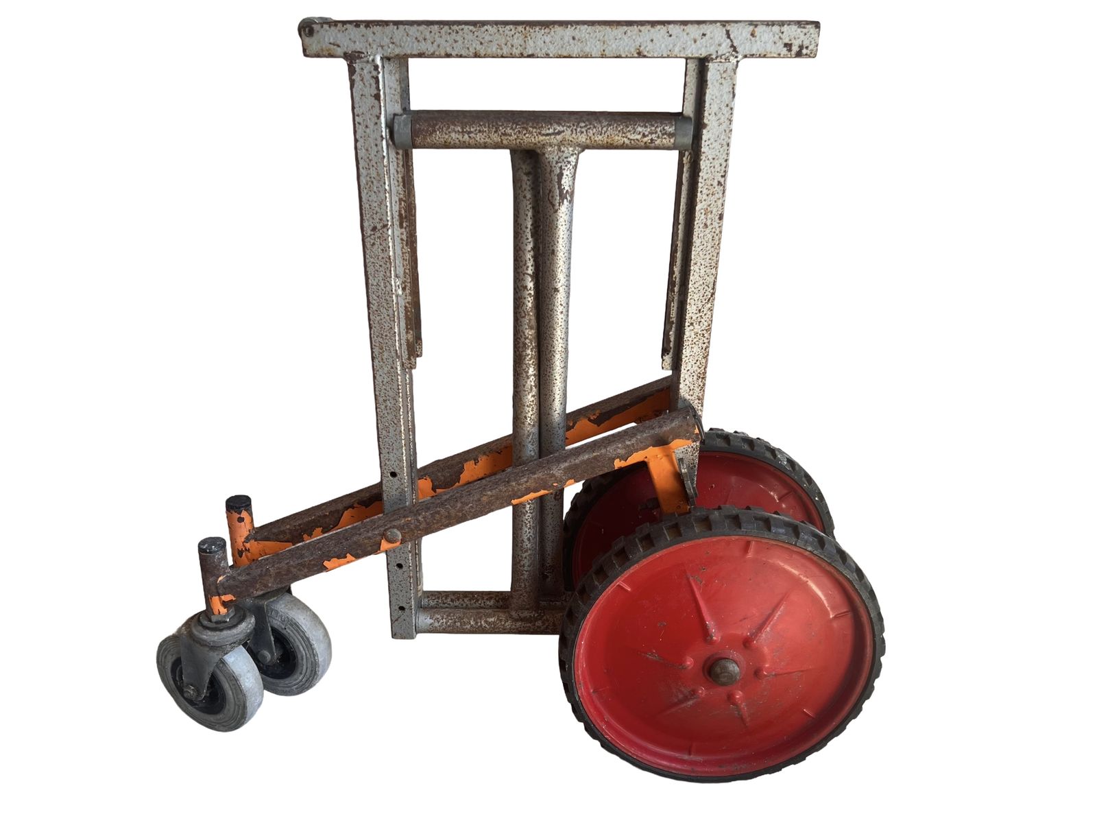 Rare Mid Century Industrial Utility Cart With Formica Top & Red Wheels photo furniture