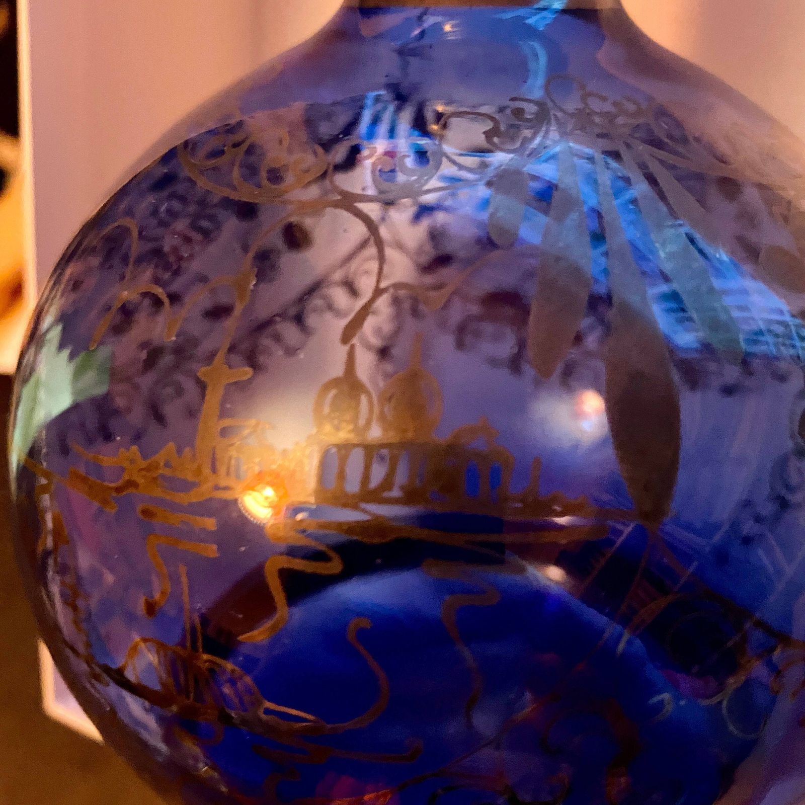 Eye Catching Cobalt Blue & Silver Venetian Glass Decanter With Liqueur/Shot Glasses photo buy