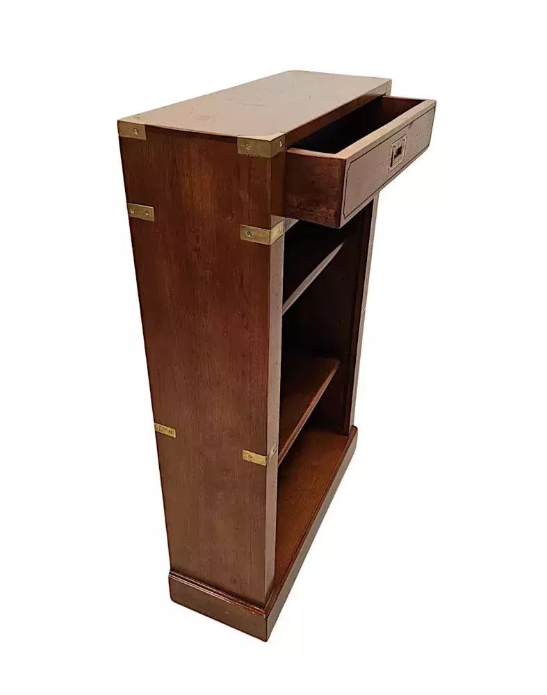 A Gorgeous Hand Made Brass Mounted Campaign Style Open Bookcase photo Furniture