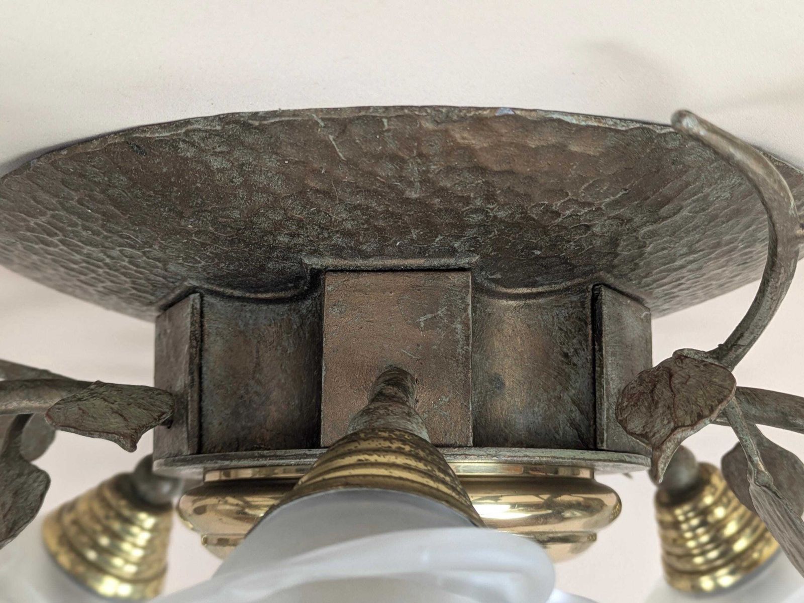 photo furniture Vintage Italian Bronze Floral Semi Flush Ceiling Light Fixture Mid Century Rose Glass Shades Hollywood Regency Lighting