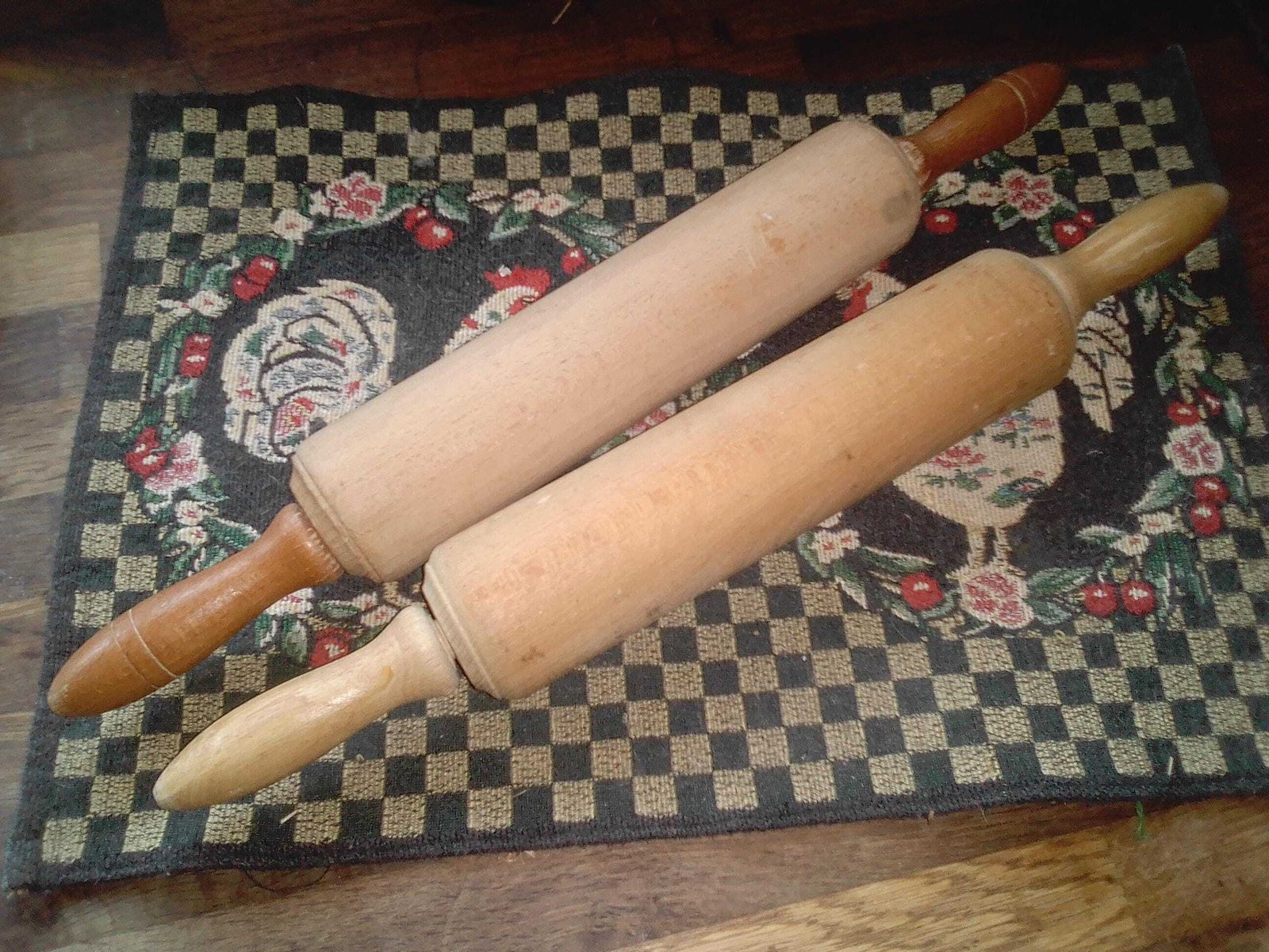 2 Vintage French Rolling Pins With Rotating Pin, 1950s, Wood Kitchen Utensils, Wood Pastry Rollers, Rolling Pins For Easy Pastry photo 83.0