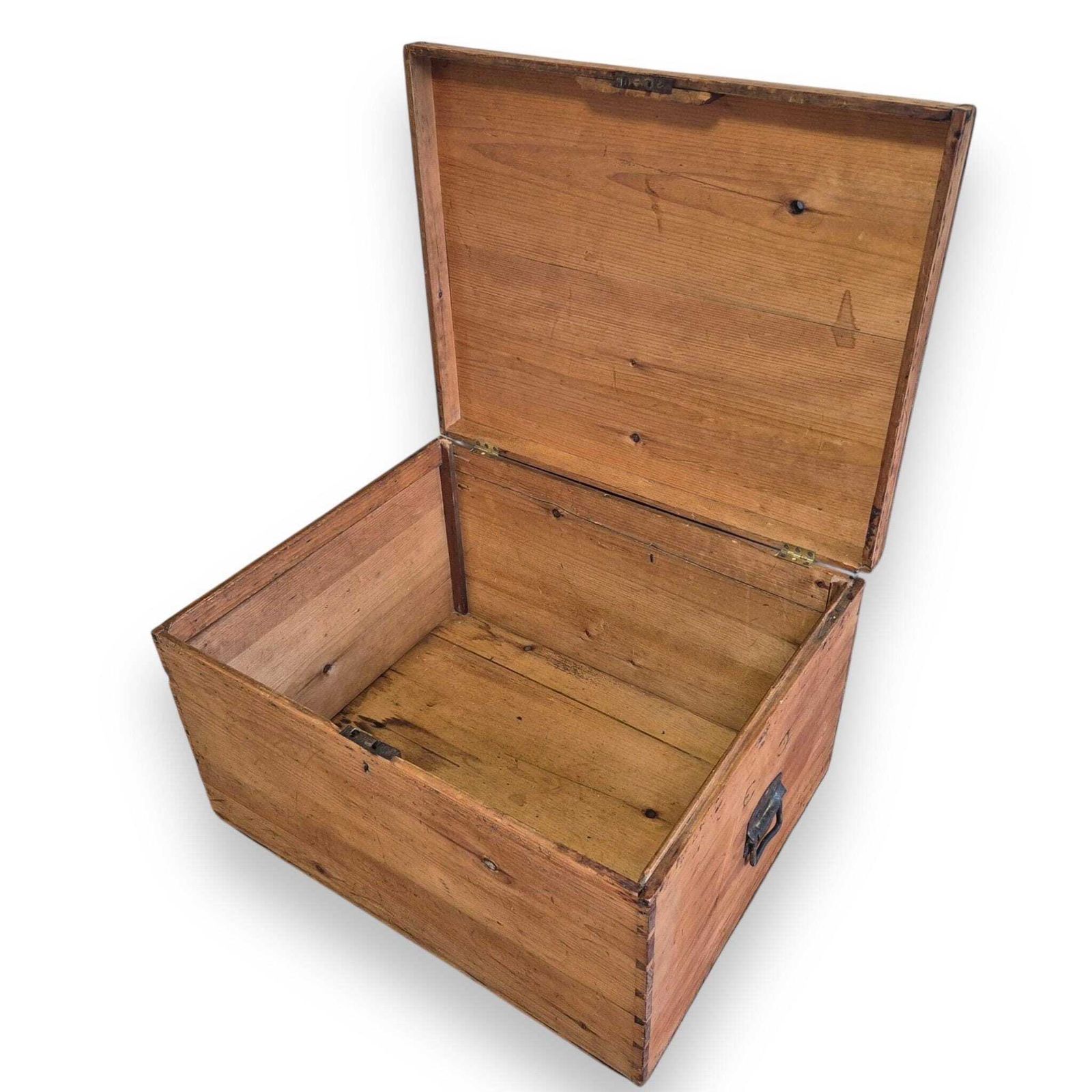 Antique 19th Century Waxed Pine Storage Trunk – Rustic Blanket Chest photo vintage
