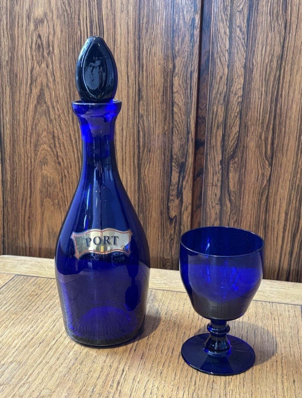 Bristol Blue Glass Port Decanter And Glass