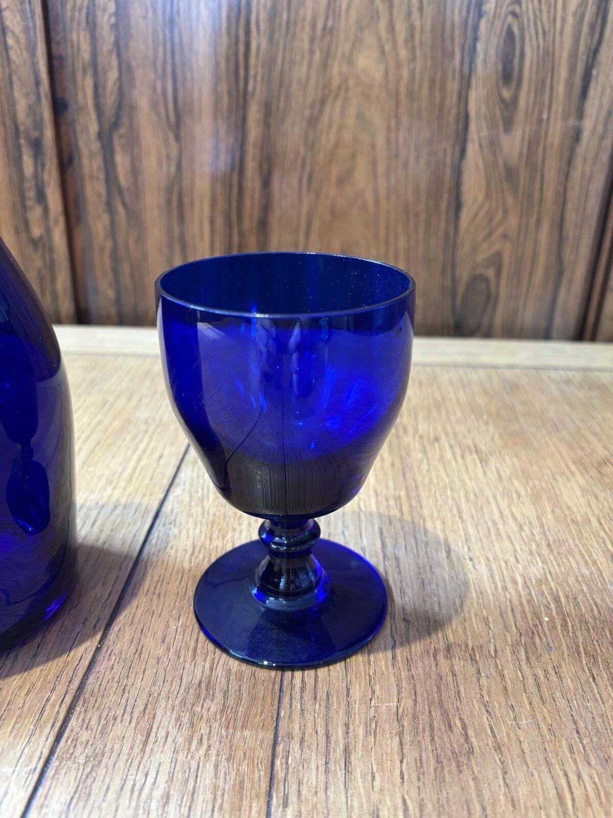 Bristol Blue Glass Port Decanter And Glass photo for sale