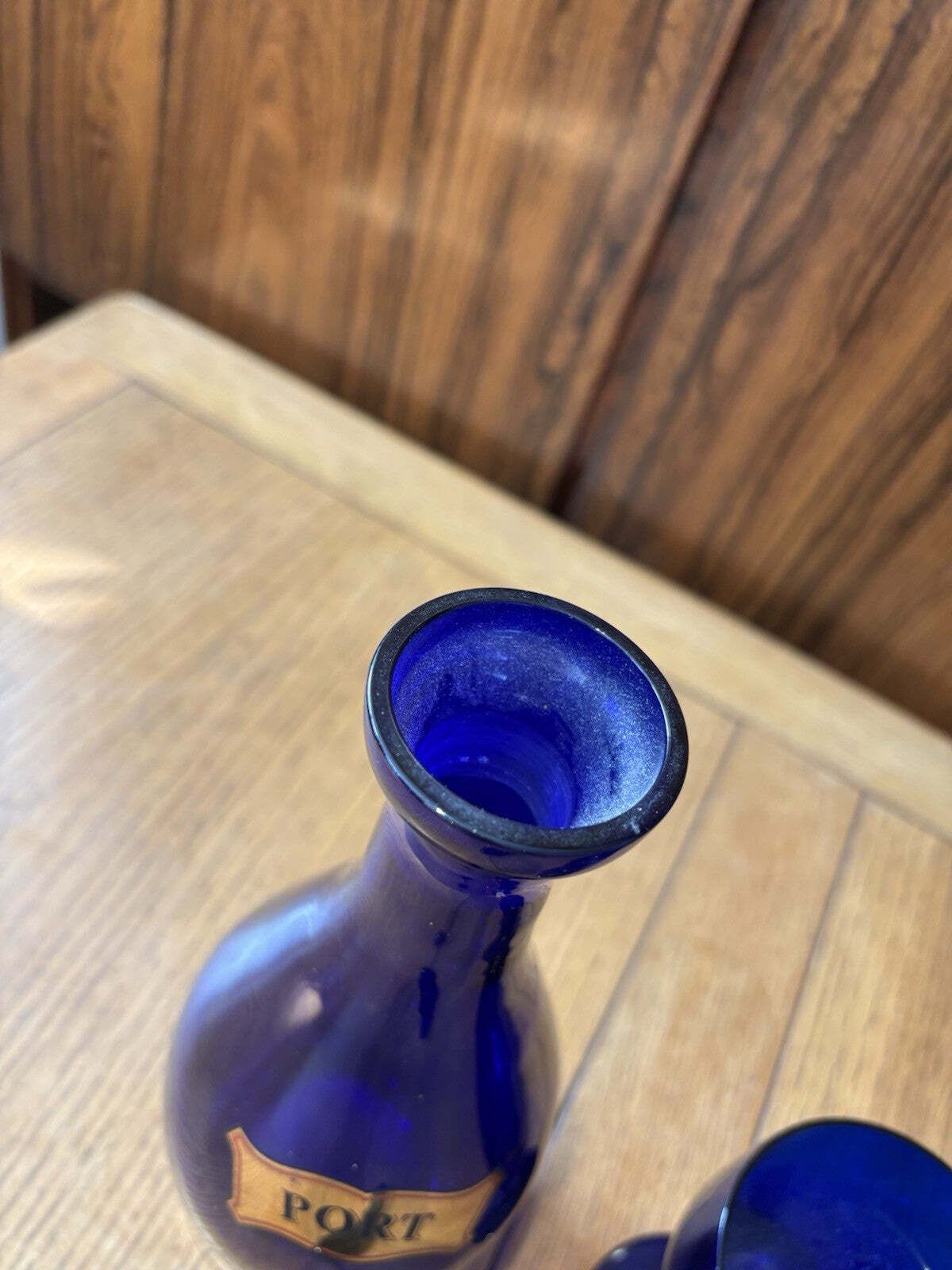 Bristol Blue Glass Port Decanter And Glass photo buy