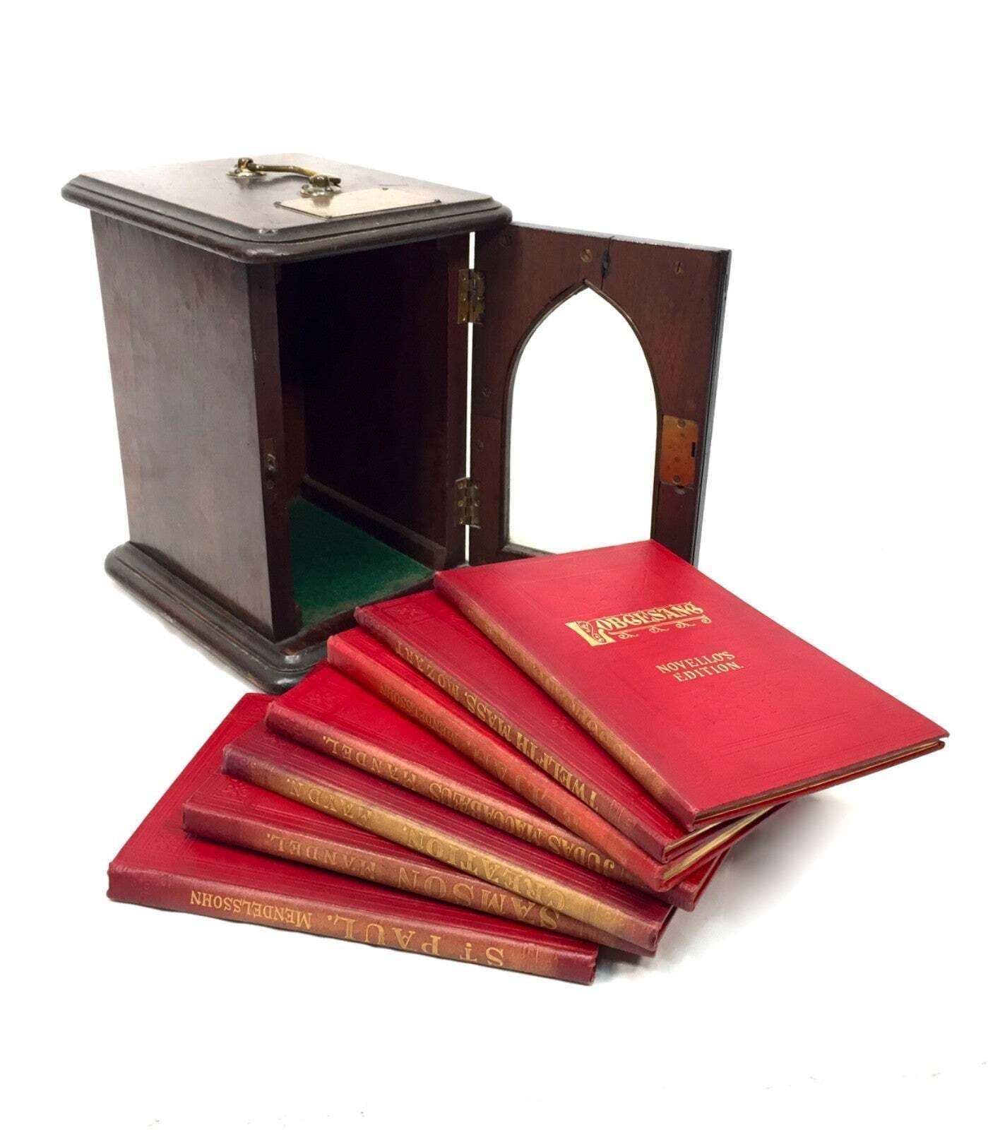Antique Victorian Sheet Music Books In Wooden Glazed Display Box Cabinet C.1891 photo vintage