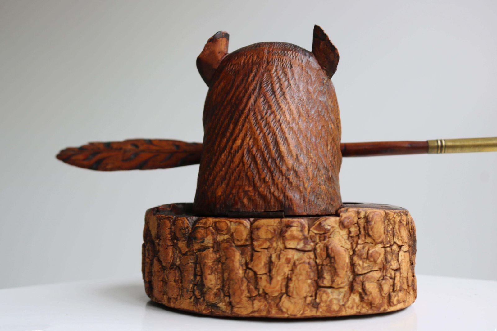 Rare 19th Century Swiss Black Forest ''Dog"' Ink Jar Desk Decoration Hand Carved photo vintage