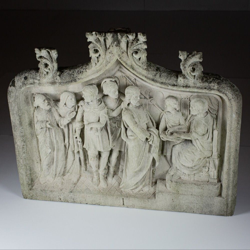 Impressive 18th Century Or Earlier Carved Stone Relief Of The Condemnation. photo for sale