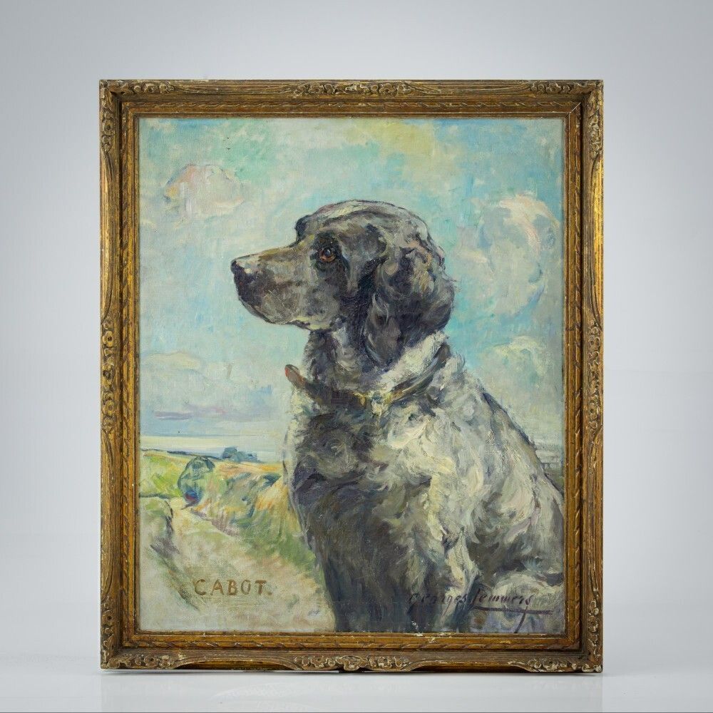 Cabot   Oil On Canvas Dog Portrait By Georges Lemmers 1871 1944