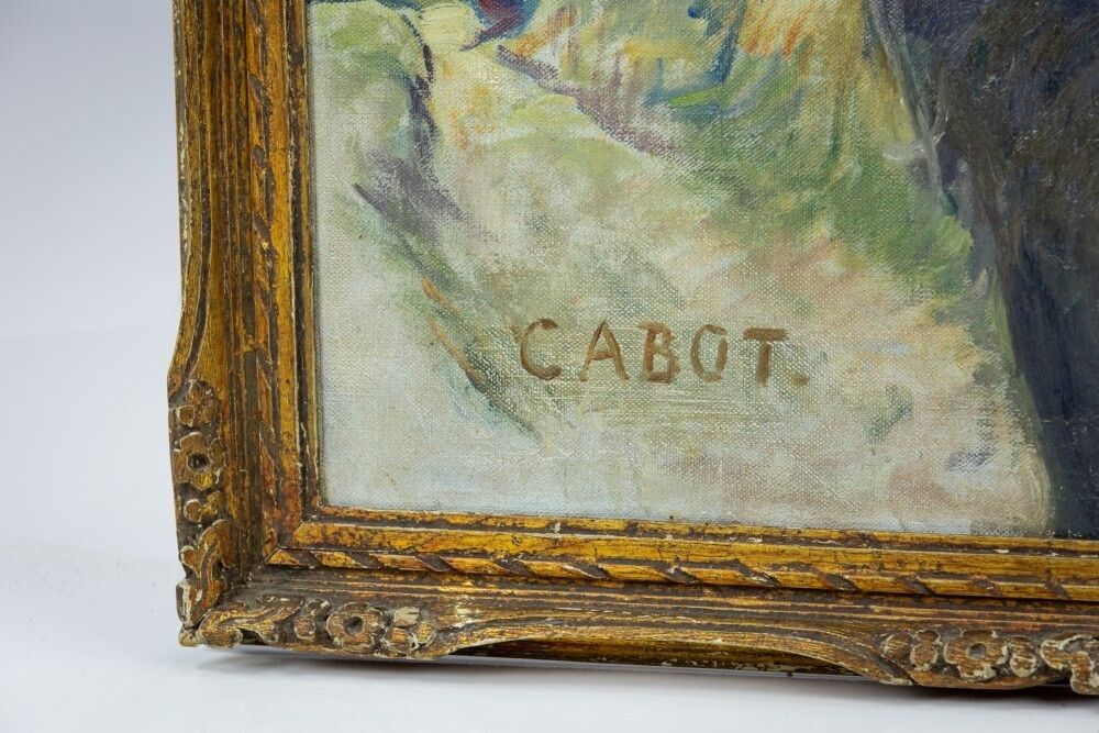 Cabot   Oil On Canvas Dog Portrait By Georges Lemmers 1871 1944 photo Art
