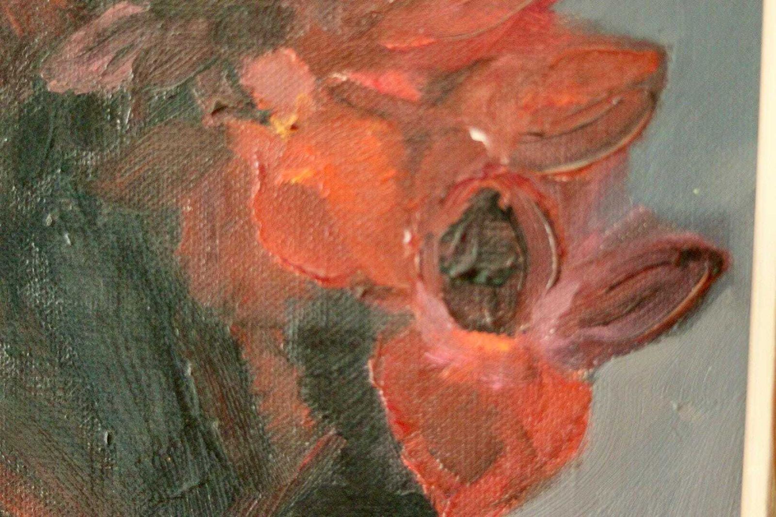 photo furniture Original Vintage Oil On Canvas – "Flowers" – Framed, 46 X 65 Cm (18.1" X 25.6")