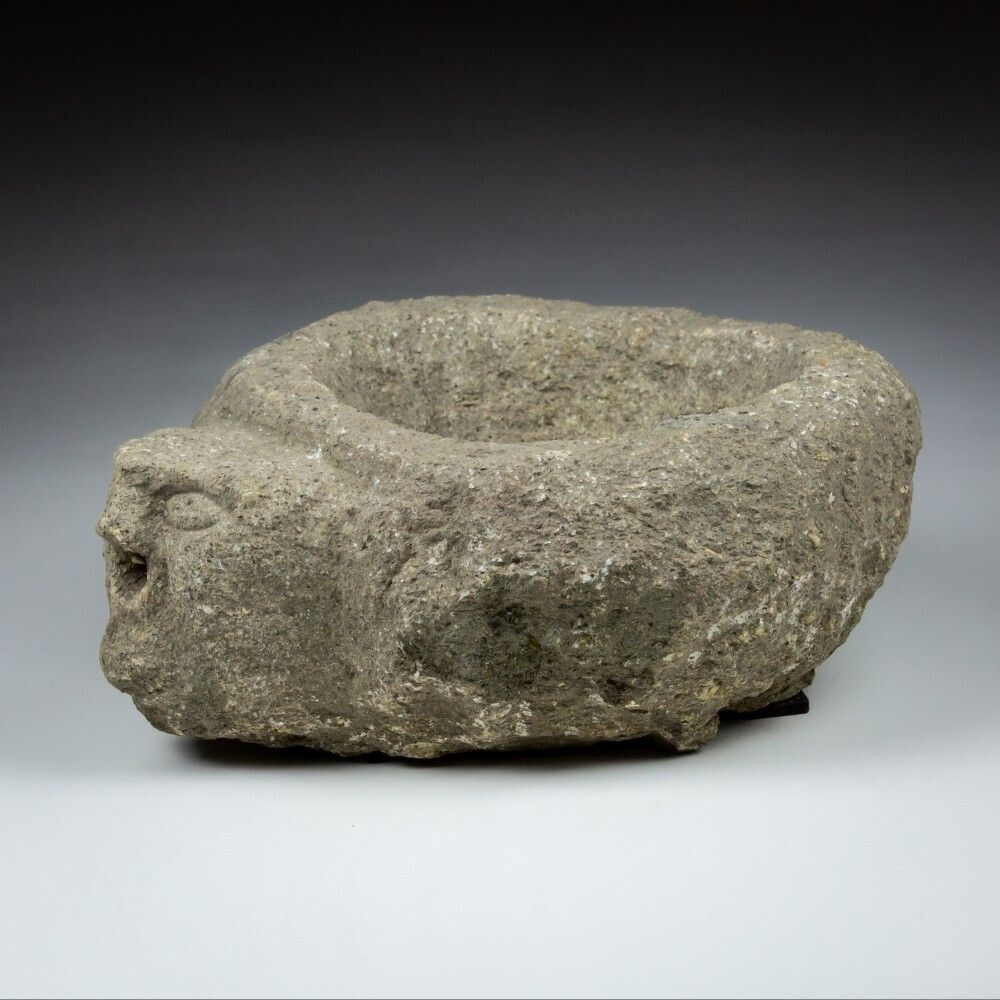 Late Medieval Granite Benitier Or Stoup With Primitive Head As The Water Spout. photo 2400.0