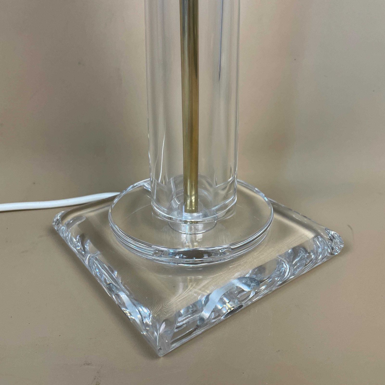 Vintage Metal Gold Brass & Clear Glass Lamp Column Light Bedside Table Square Antique Large Interior Design Carina Buffet Lamp Chandelier photo 95.0