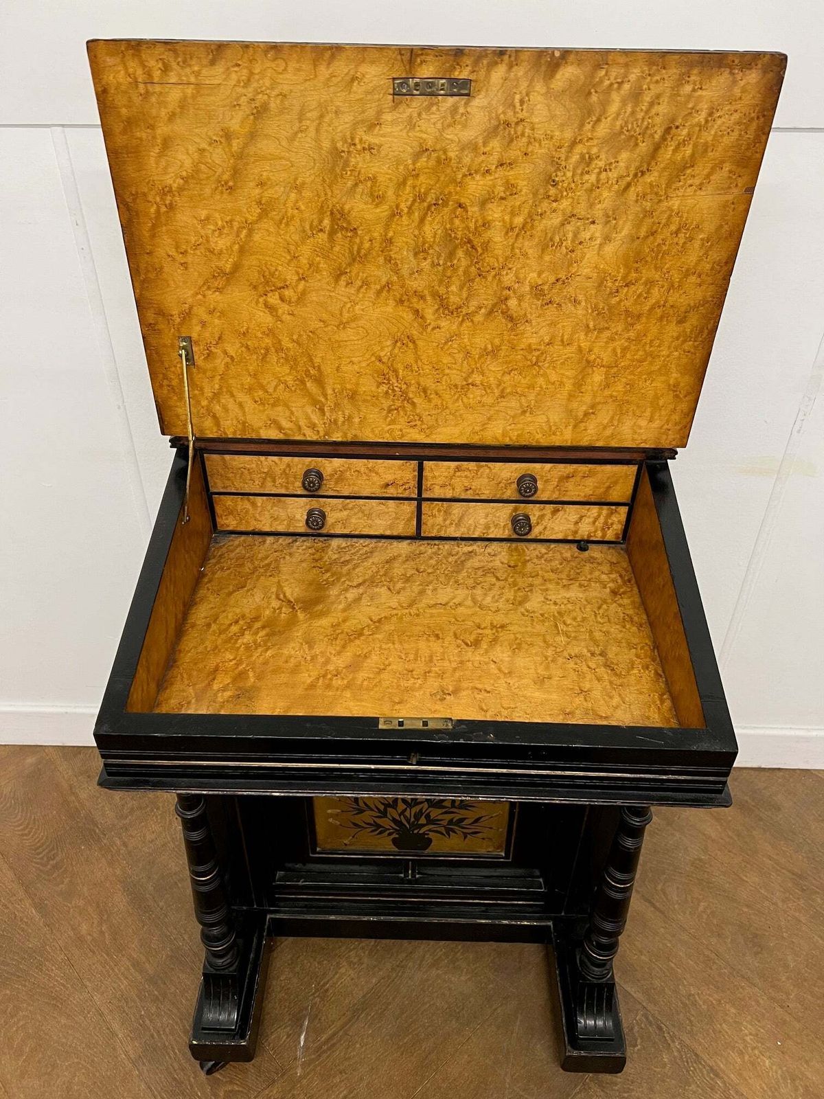 A Victorian Ebonised Mahogany Davenport Writing Desk photo vinterior