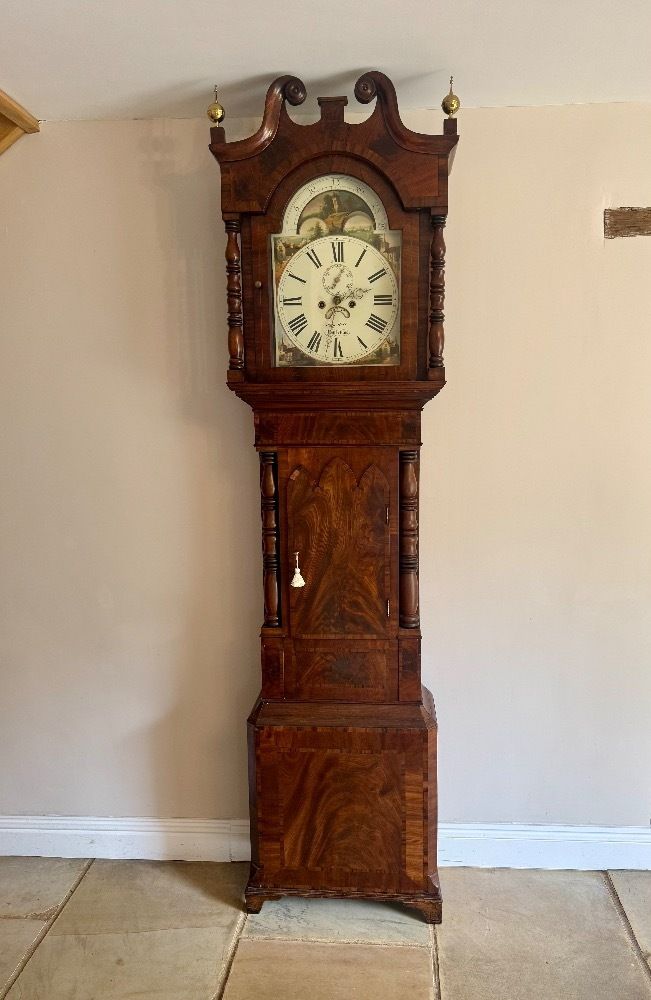 Fine Quality Antique Regency Inlaid Mahogany Long Case Clock