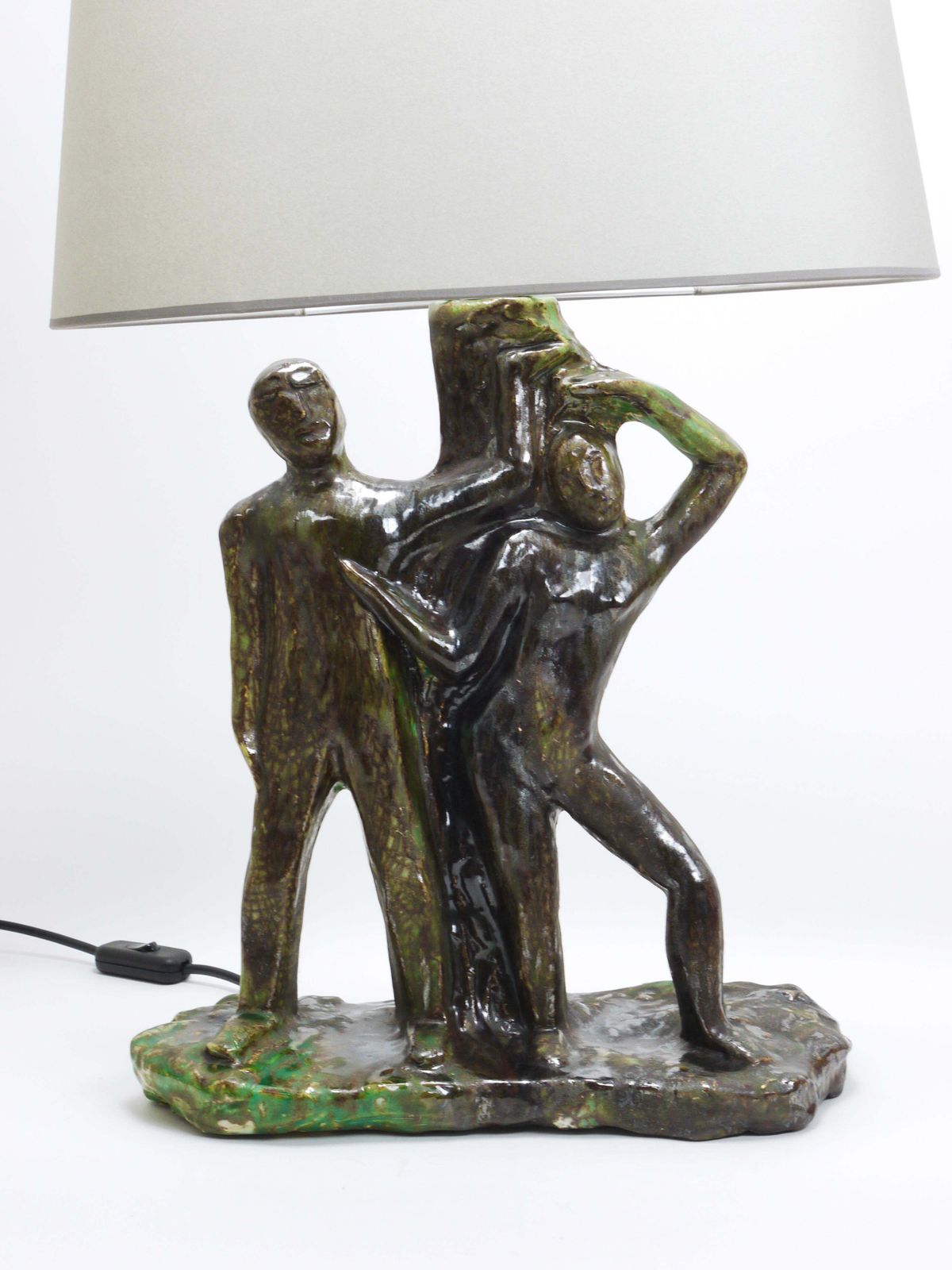 Sculptural Brutalist Art Table Lamp “Man And Woman By A Tree”, Italy, 1970s photo buy