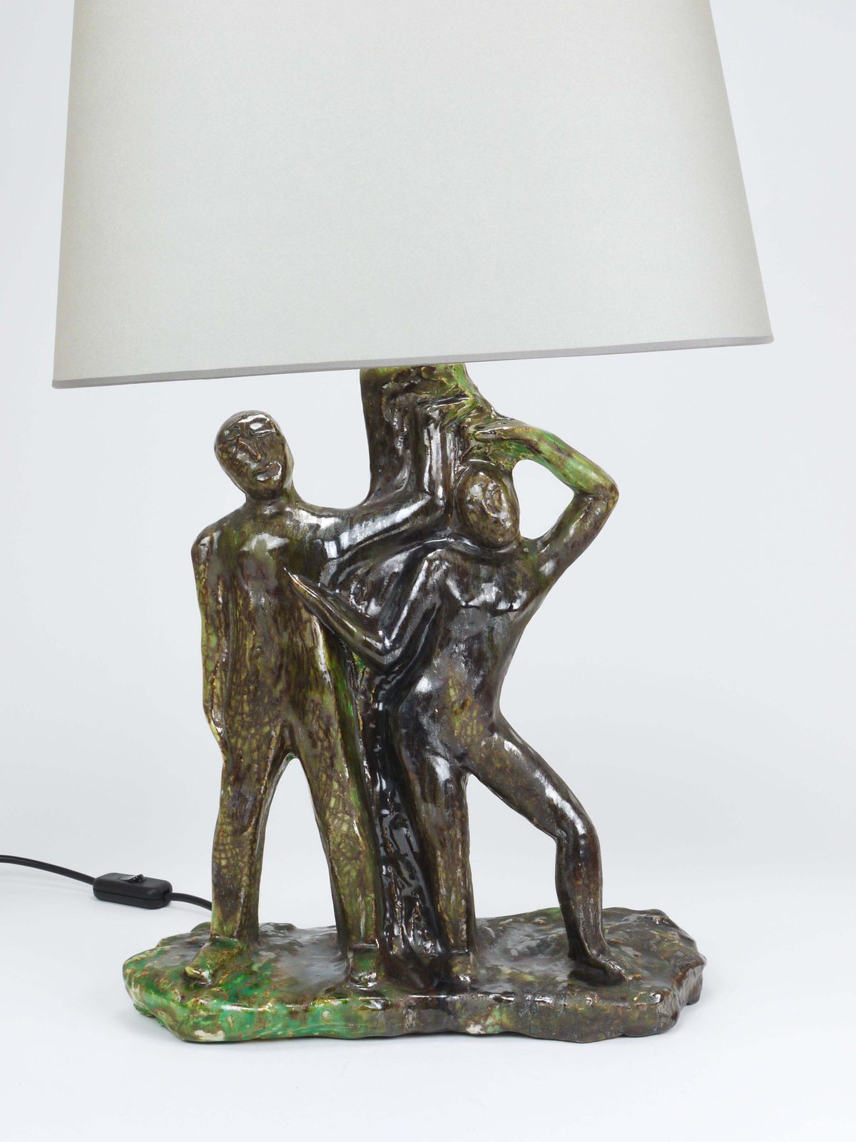 photo vinterior Sculptural Brutalist Art Table Lamp “Man And Woman By A Tree”, Italy, 1970s