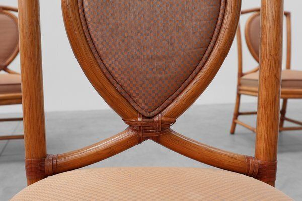 Italian Bamboo Dining Room Chairs With Geometric Upholstery By Gasparucci, 1980s, Set Of 6 photo vintage