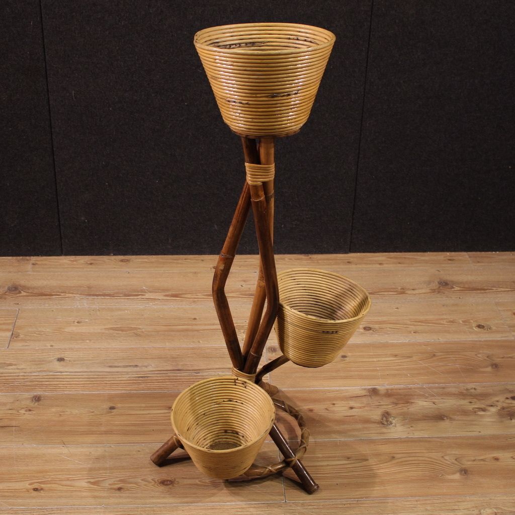 photo for sale Italian Design Bamboo Vase Holder From The 1960s