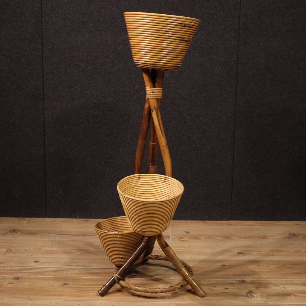 Home Decor Italian Design Bamboo Vase Holder From The 1960s photo