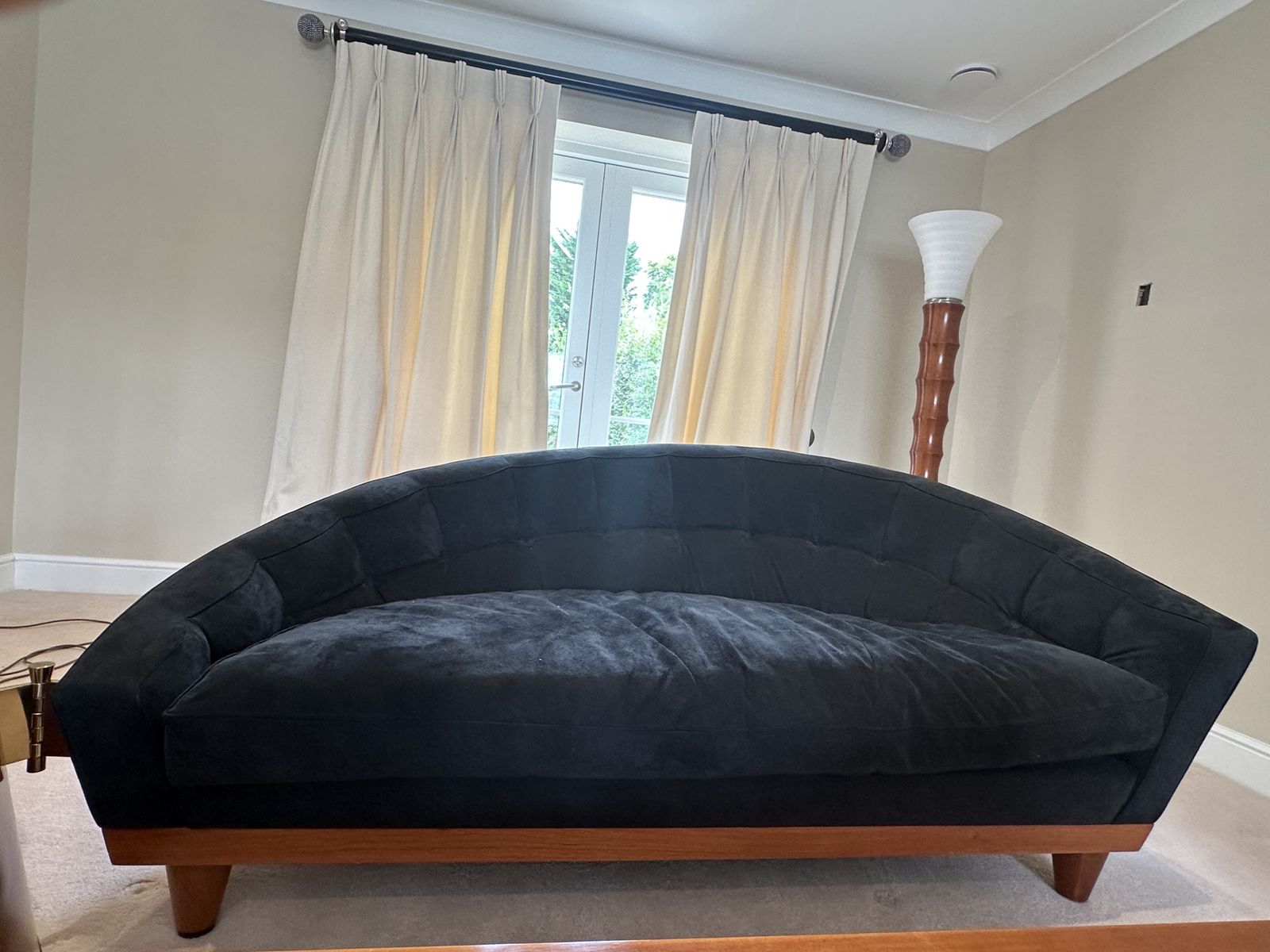 Deep Blue Velvet Postmodern Sofa — Giorgetti “Aladino” (1980s) (1 Part Of 3 Part Set) photo 5000.0