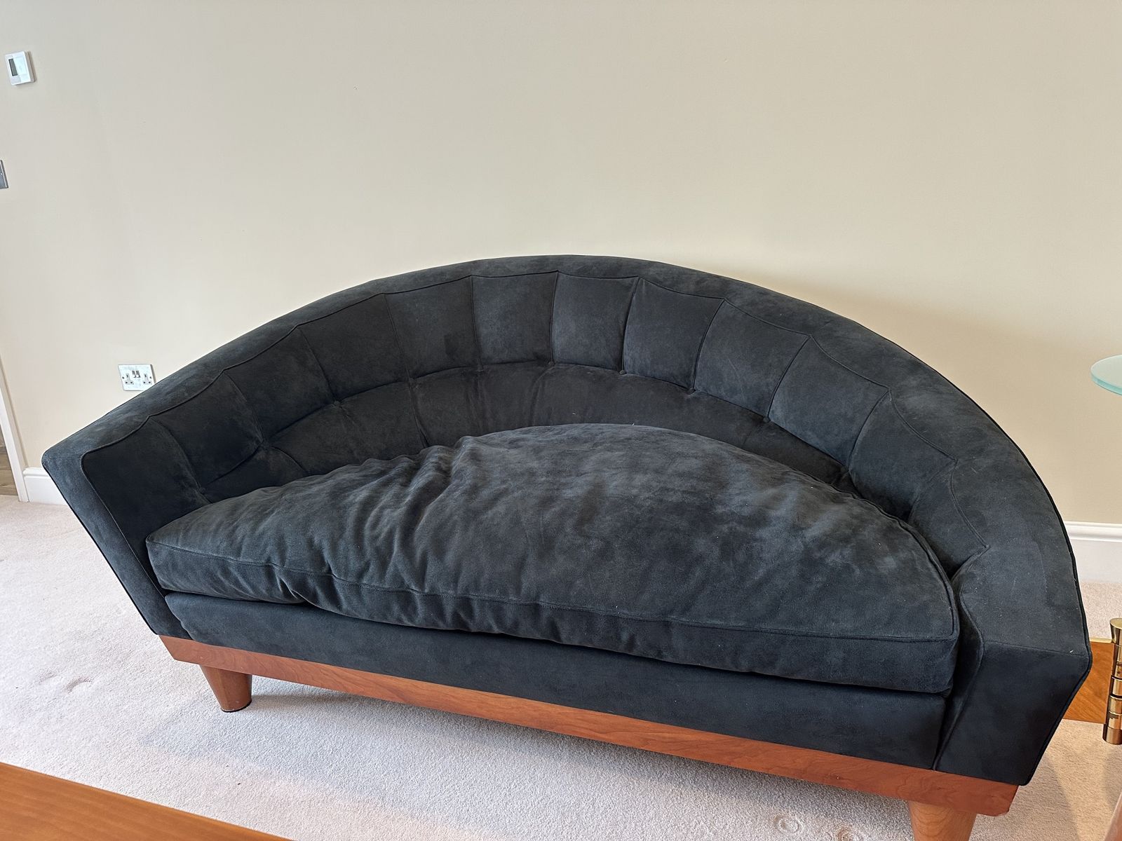 Deep Blue Velvet Postmodern Sofa — Giorgetti “Aladino” (1980s) (1 Part Of 3 Part Set) photo 5000.0