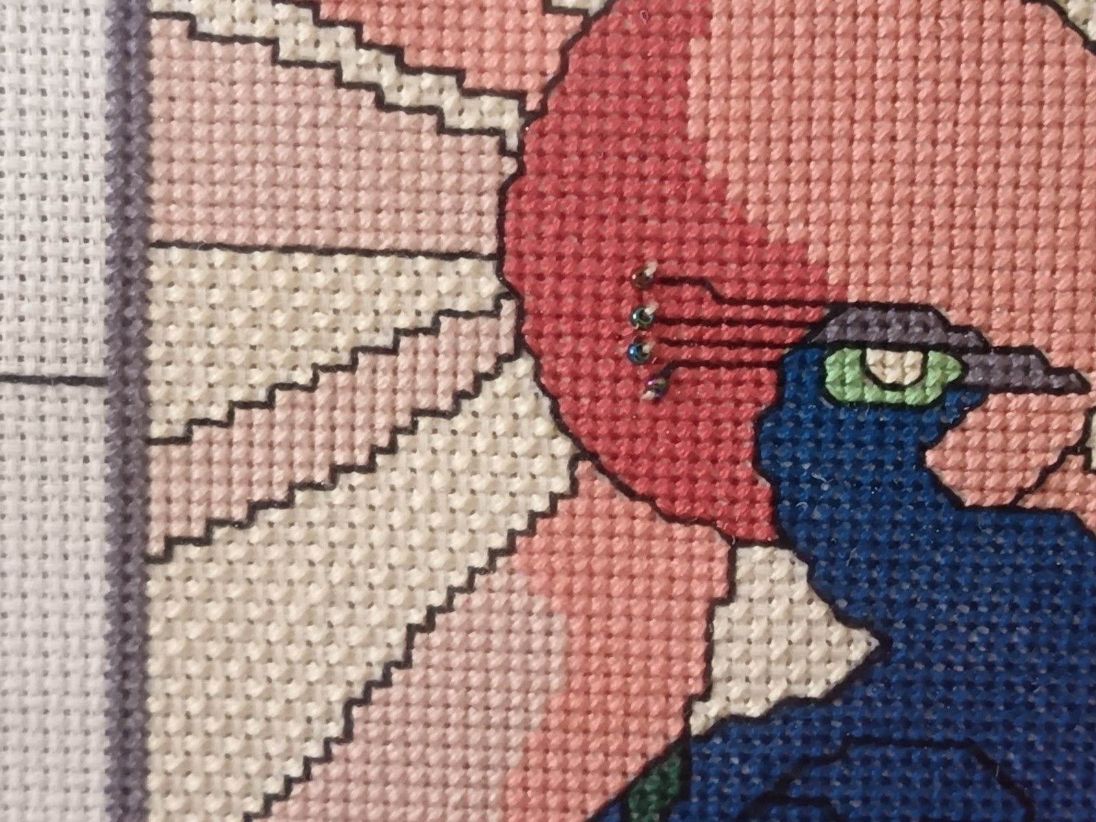 Art Deco Rennie Macintosh Style Peacock Cross Stitch With Beading Detail Framed photo buy