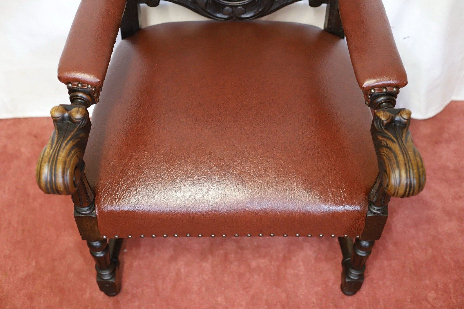 photo for sale Lovely Pair Of Two Victorian Oak Armchairs In Jacobean Style