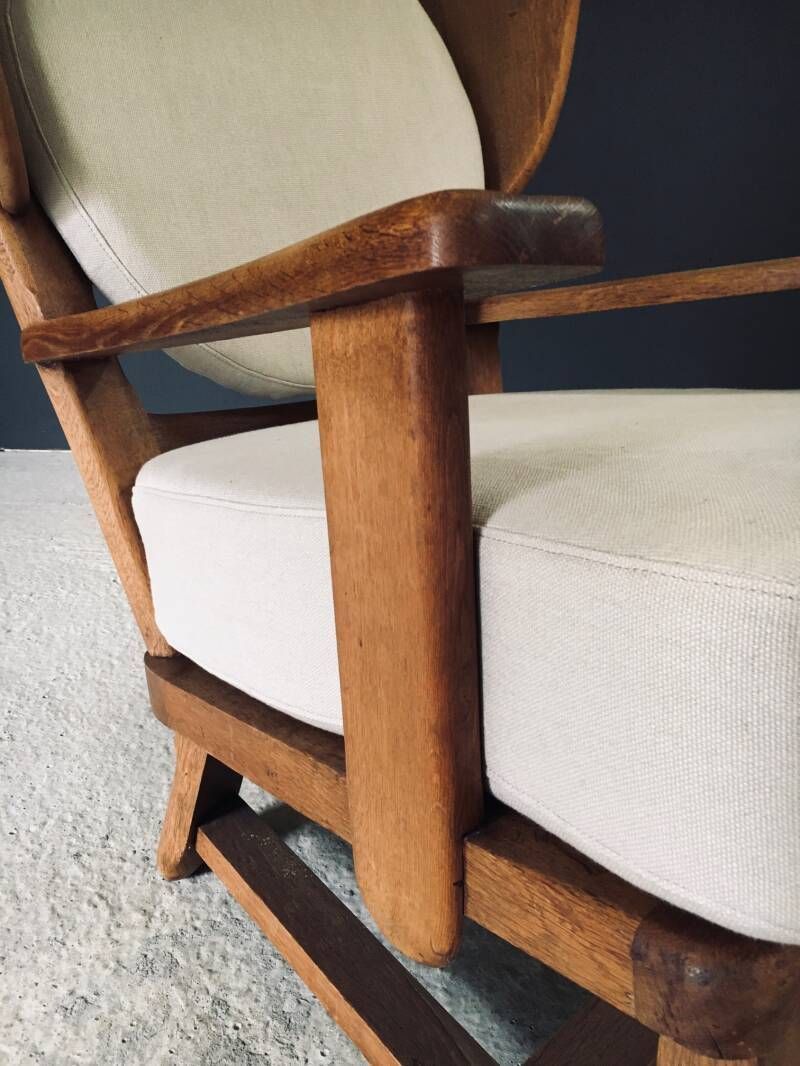 photo vinterior Brutalist Design Oak Wingback Lounge Chair, Netherlands 1950's