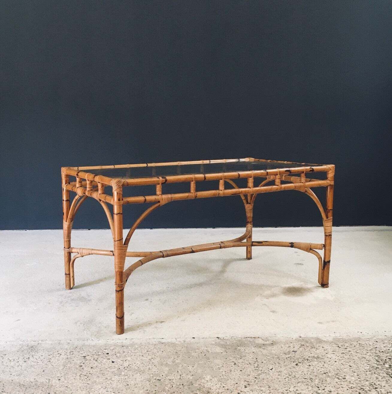 Mid Century Design Chippendale Stijl Bamboe Eettafel, Italië, Ca. Jaren 1960