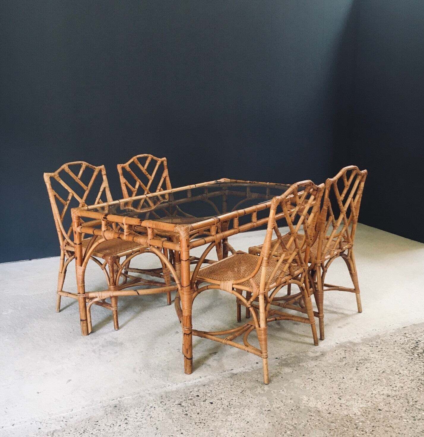 Mid Century Design Chippendale Stijl Bamboe Eettafel, Italië, Ca. Jaren 1960 photo Meubels
