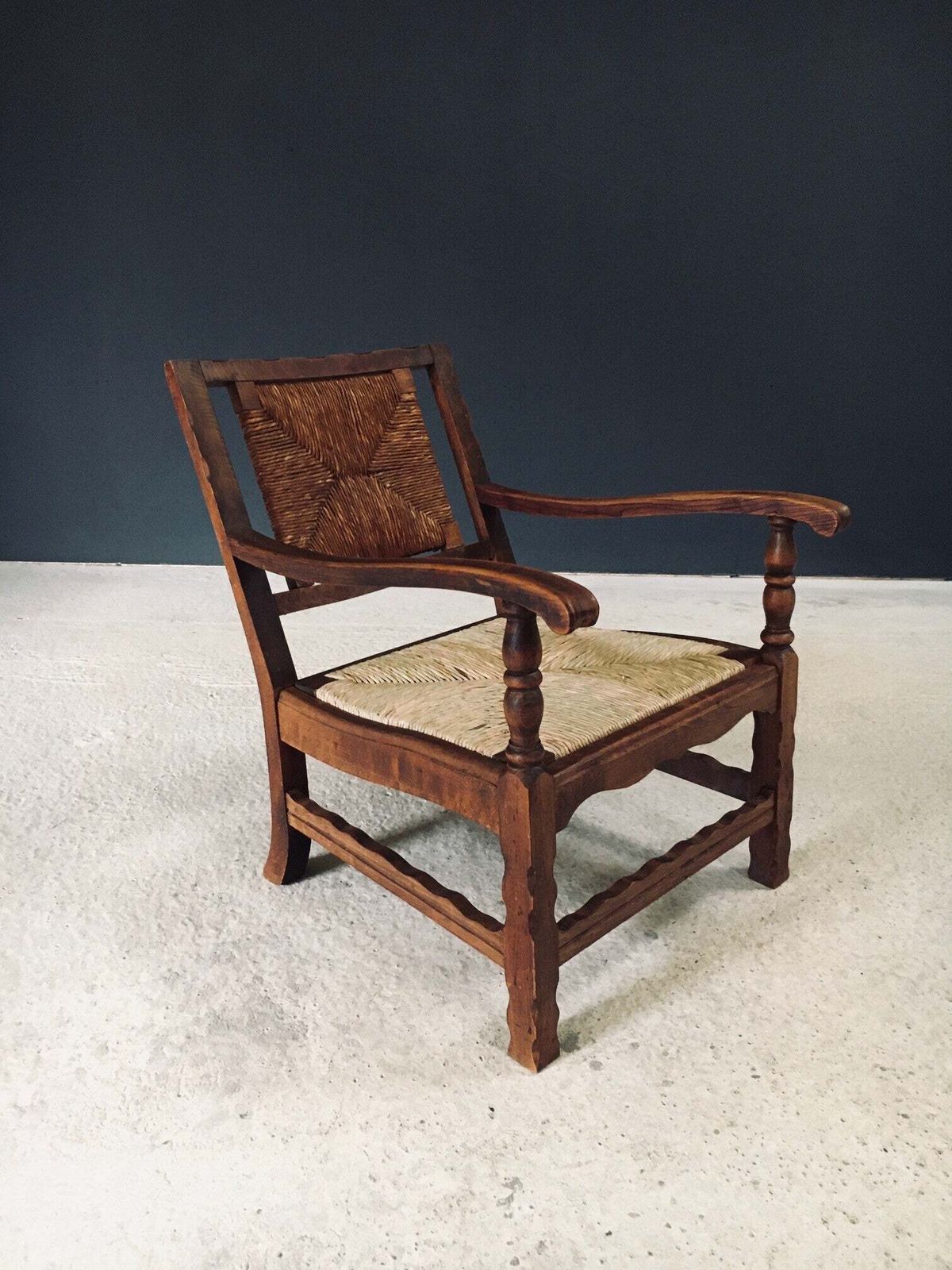photo for sale Arts & Crafts Handcrafted Low Lounge Armchairs, Belgium 1920's / 2