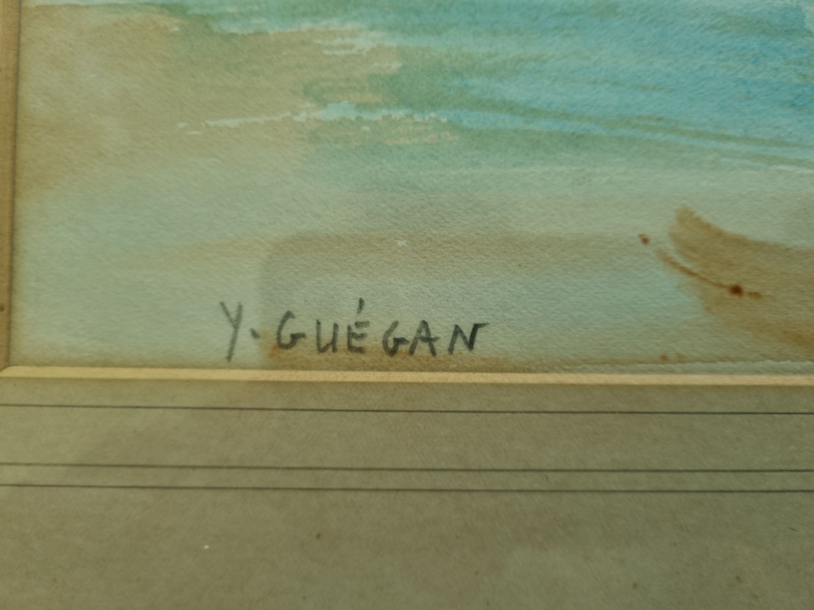 Signed Watercolour Of A Harbour By Yvonne Guégan (French, 1915 2005) photo furniture
