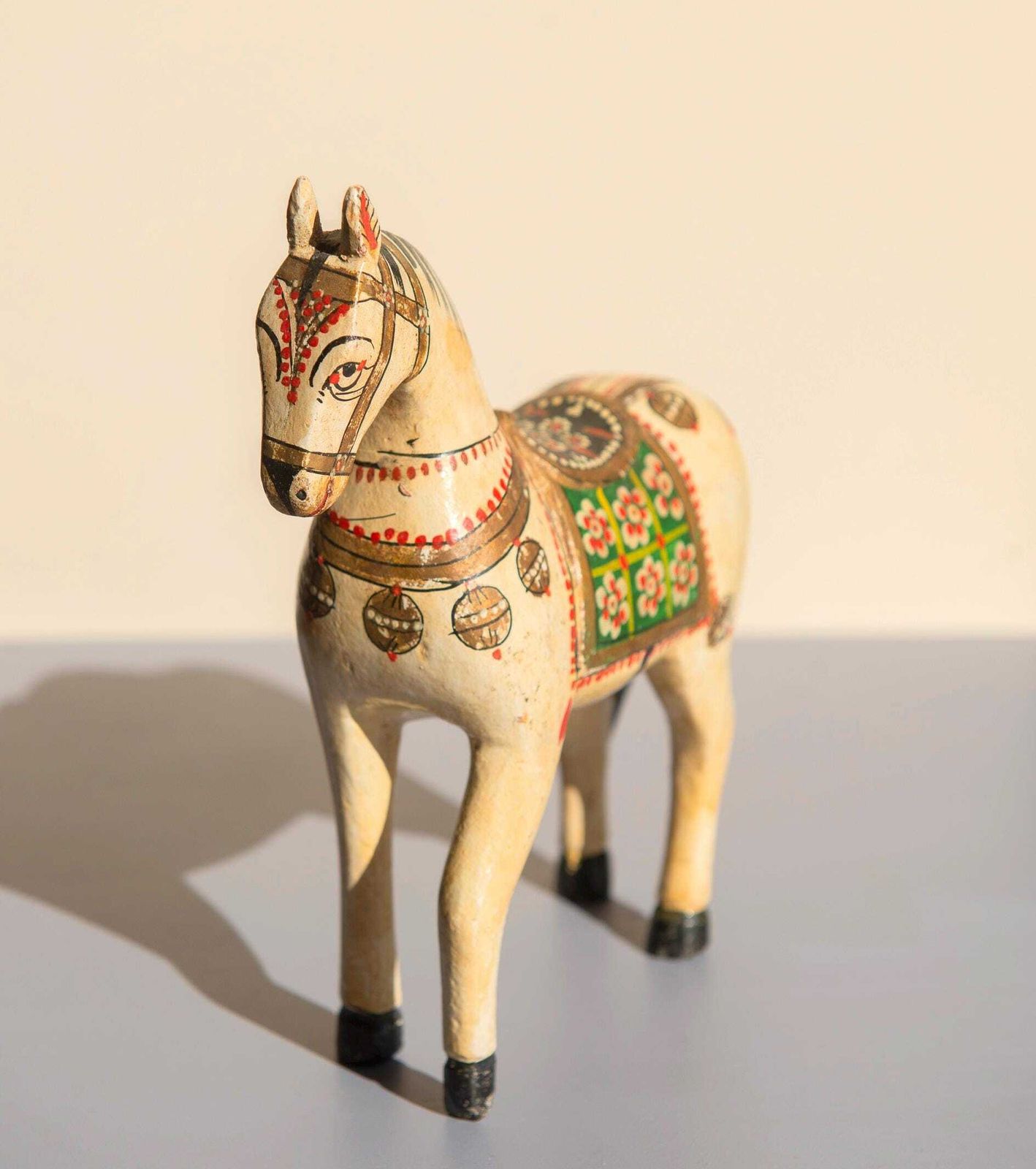 Antique Indian Wooden Horse, Ceremonial Wedding Horse Figurine, Rajasthani Folk Art, Hand Painted Pony Statue, Made In India photo furniture