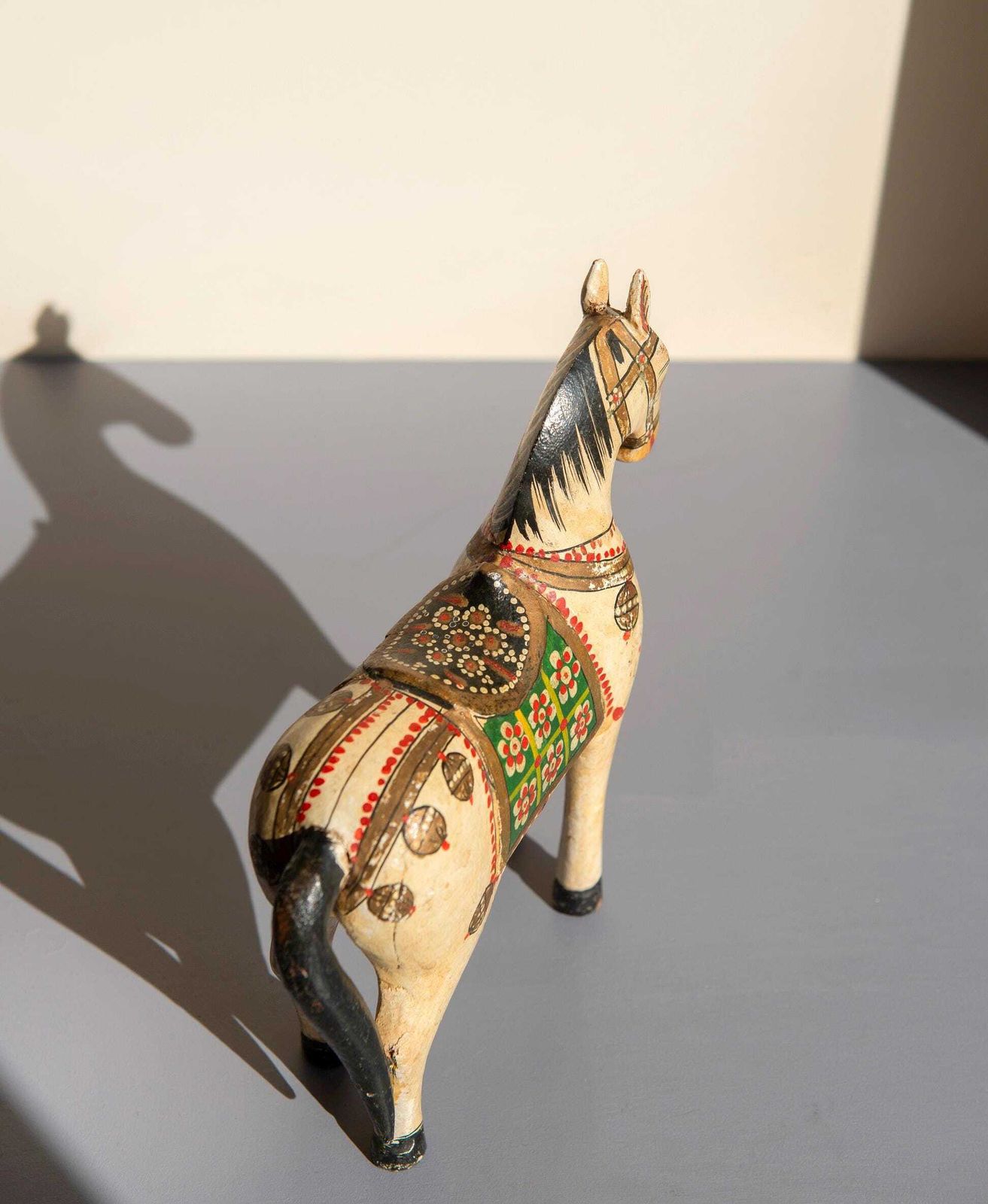 photo furniture Antique Indian Wooden Horse, Ceremonial Wedding Horse Figurine, Rajasthani Folk Art, Hand Painted Pony Statue, Made In India