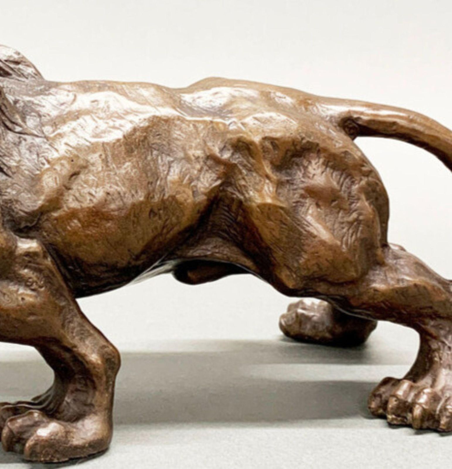 Antique Bronze Lion Sculpture 19th Century Brown Patinated Roaring Lion Statue photo 1446.0