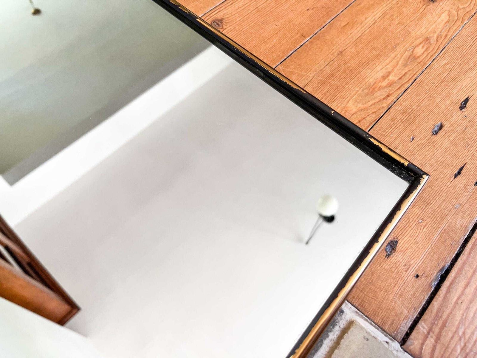 Mid Century Italian Brass Shield Wall Mirror In The Style Of Gio Ponti photo vinterior