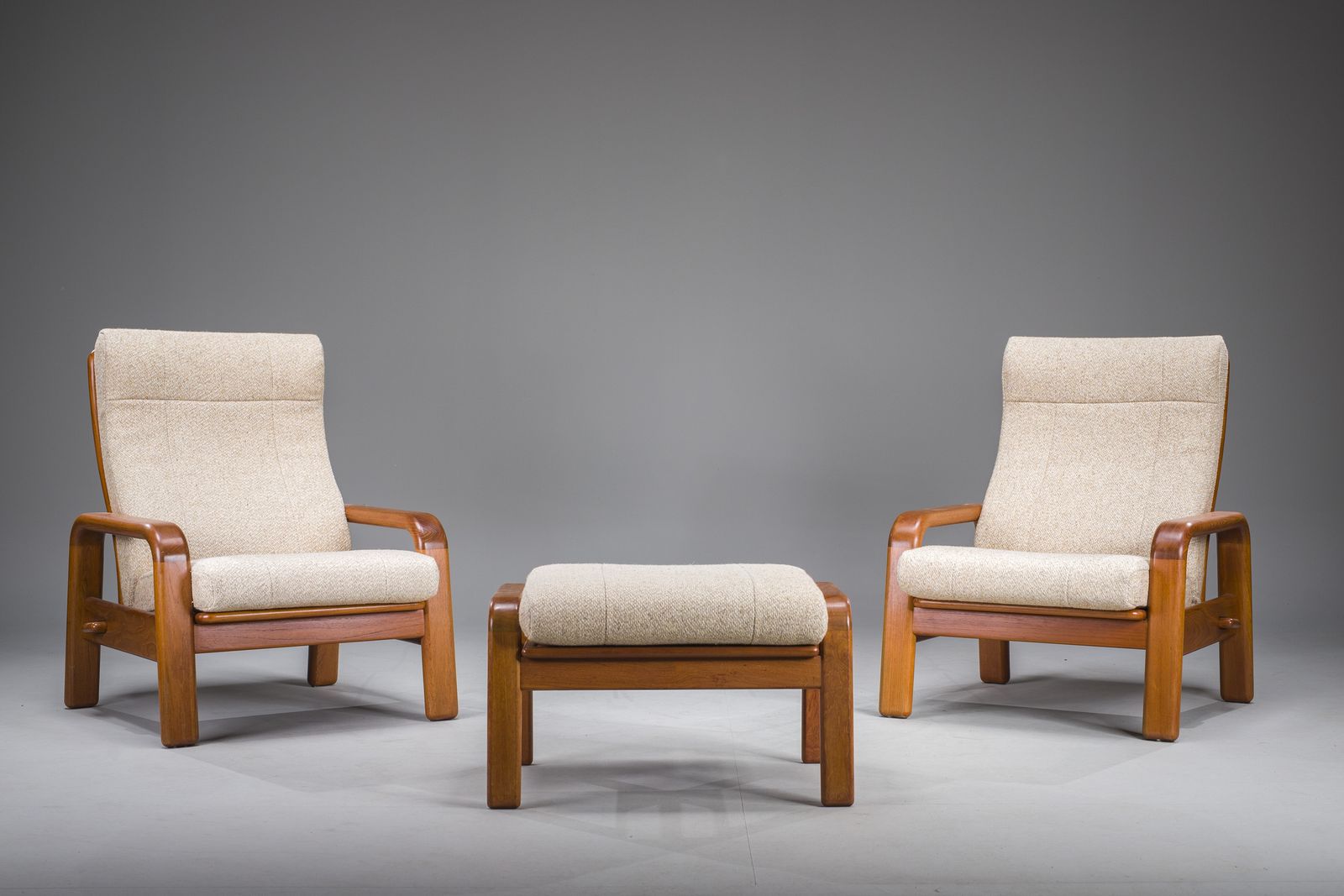Mid Century Modern Danish Chairs And Ottoman In Teak From Hs Design, 1960s, Set Of 3 photo 1569.0