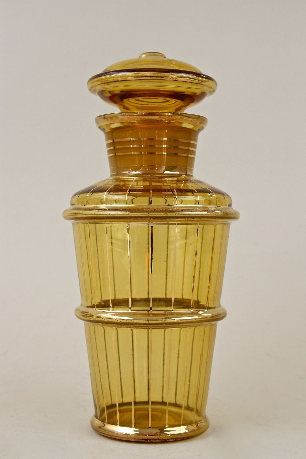 20th Century Art Deco Glass Decanter Set, Amber Colored/ Gilt   Cz Ca. 1920 photo buy