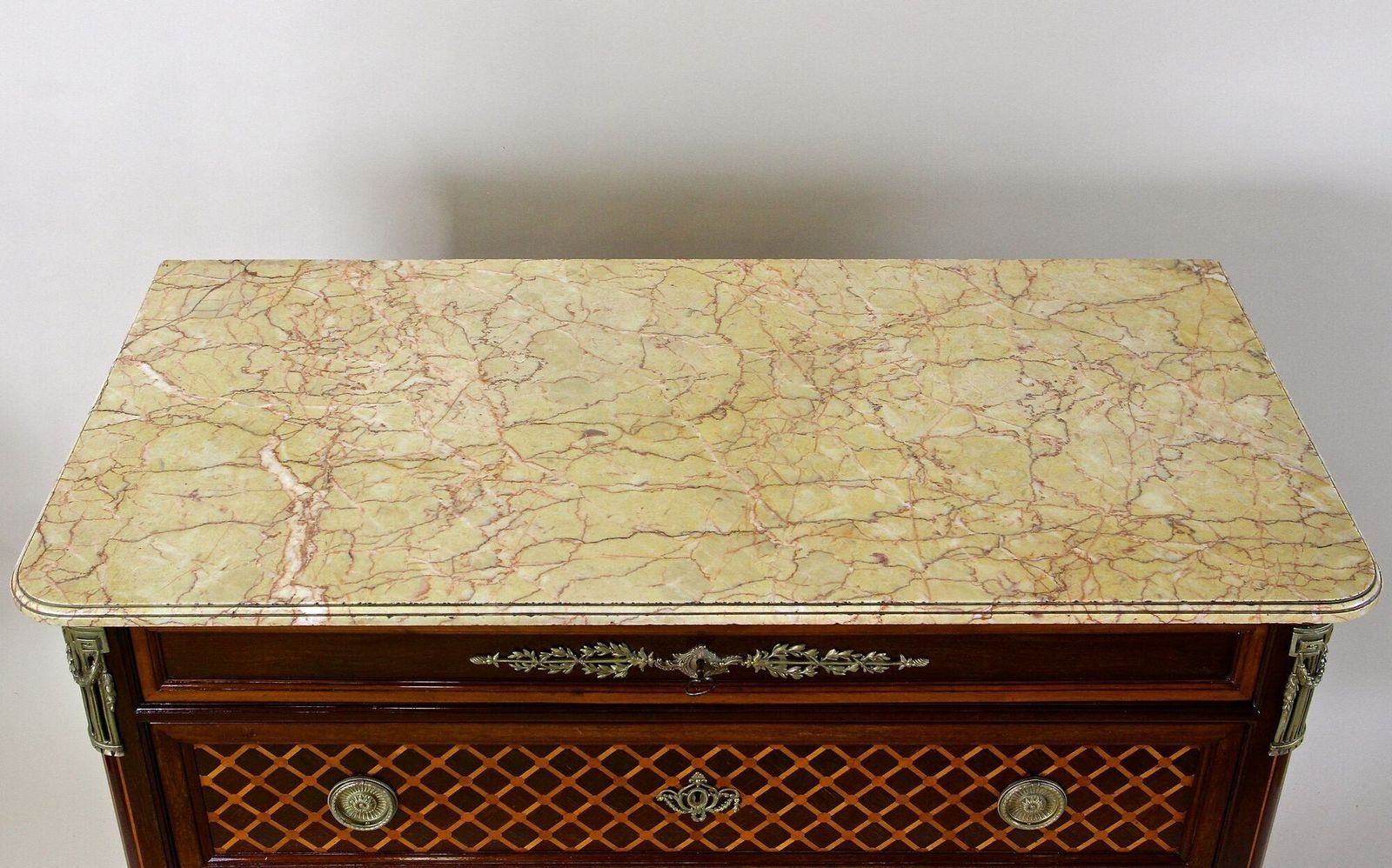 19th Century Transitional Marquetry Chest Of Drawers, Mahogany, Fr Circa 1870 photo Furniture