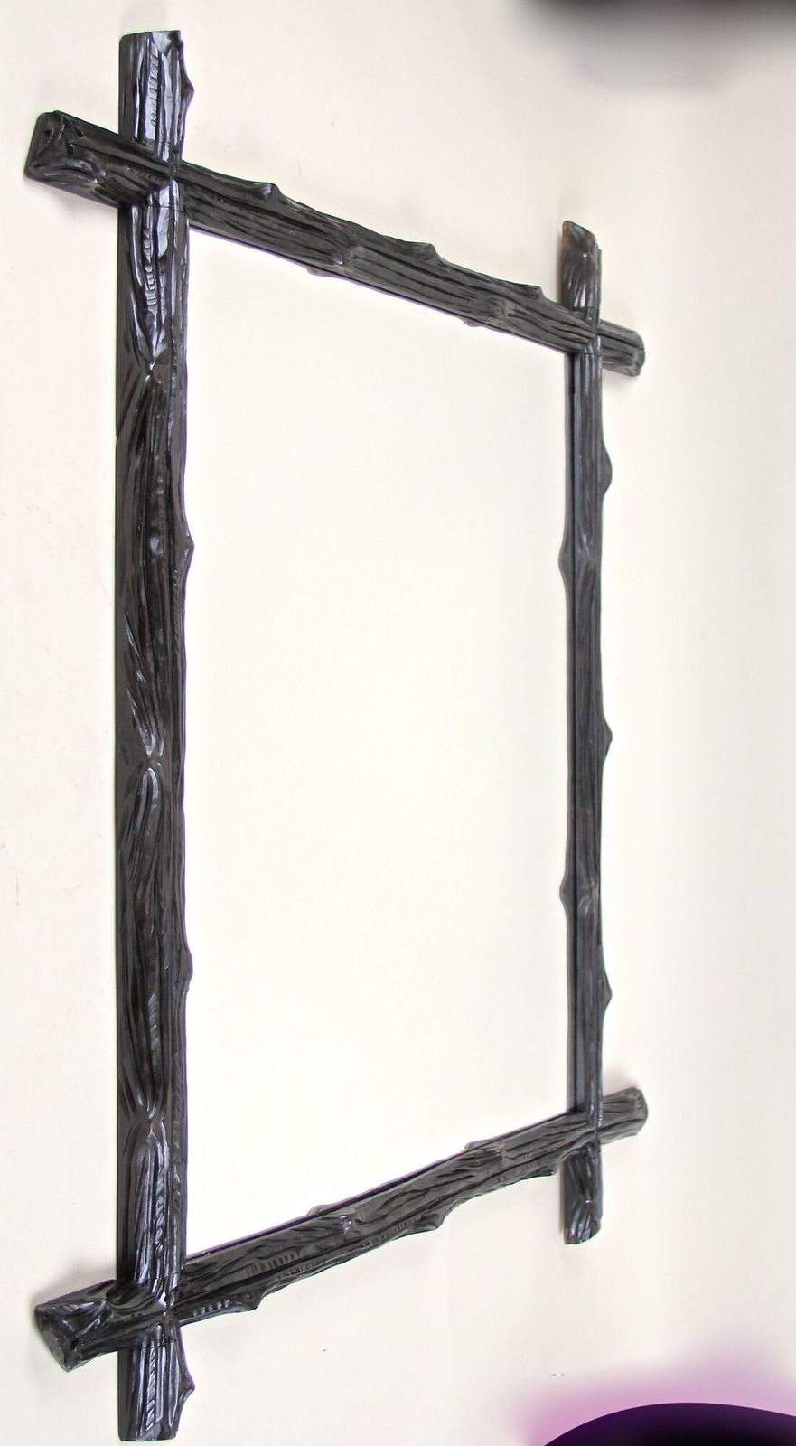 19th Century Black Forest Rustic Wall Mirror, Basswood, Austria, Circa 1880 photo furniture