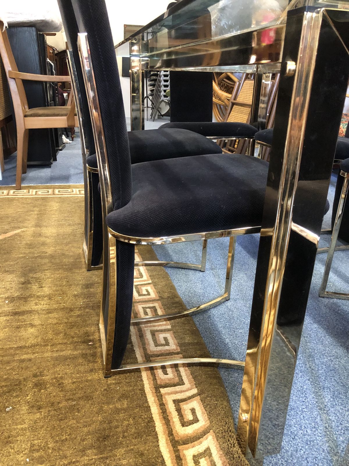 Willy Rizzo Glass Dining Room Table And 6 Matching Chairs photo 3995.0