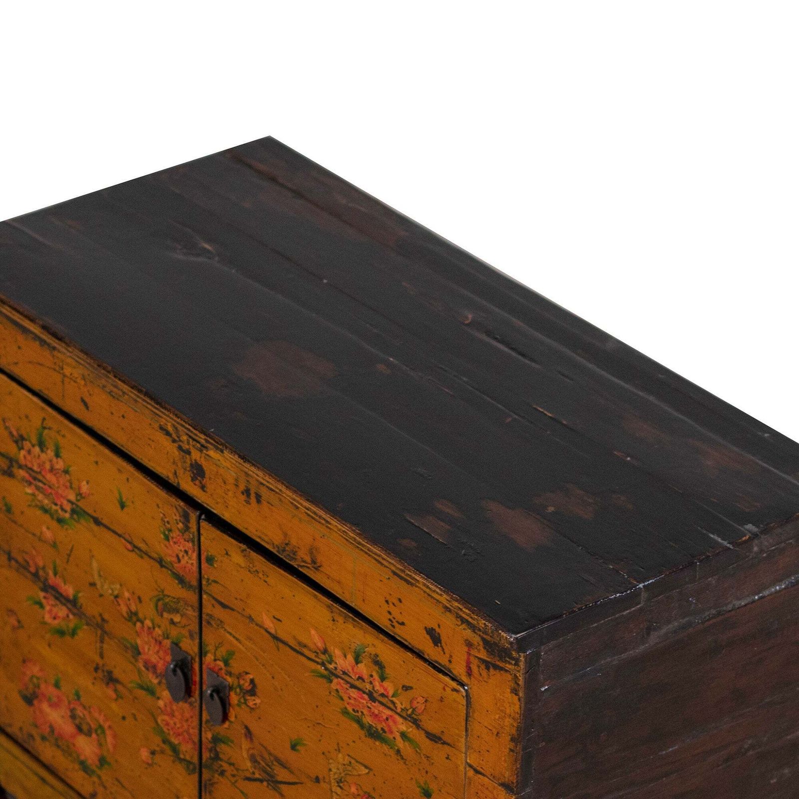 Vintage Chinese Small Cabinet Orange With Flowers photo 1450.0