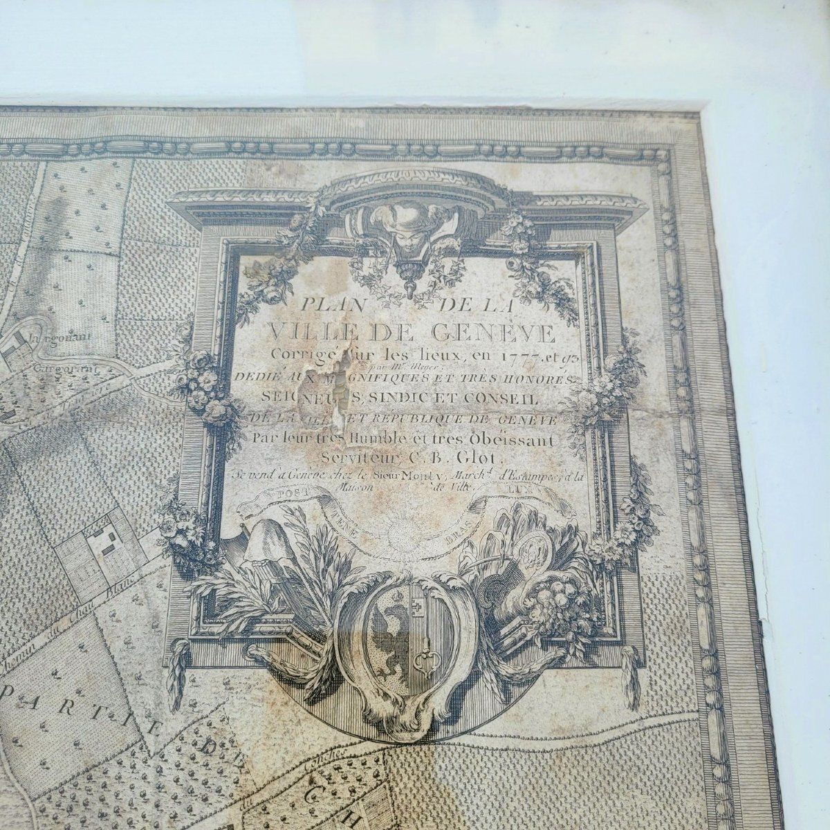 Map Of The City Of Geneva, Framed Engraving, Late 18th Century photo furniture