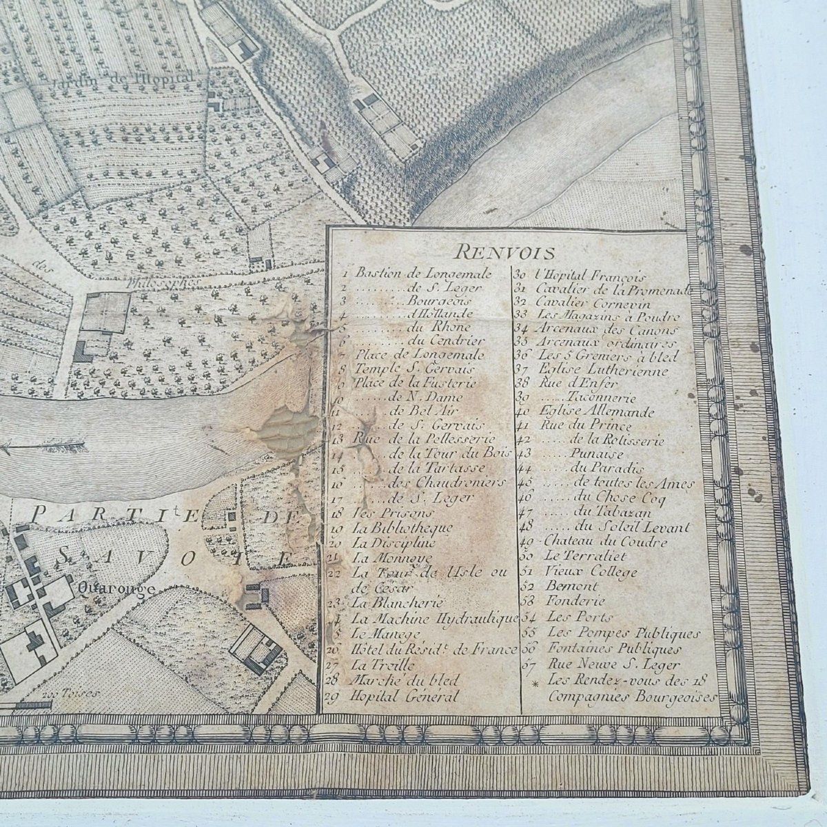 Map Of The City Of Geneva, Framed Engraving, Late 18th Century photo for sale