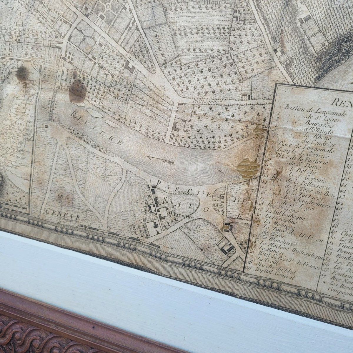 Art Map Of The City Of Geneva, Framed Engraving, Late 18th Century photo
