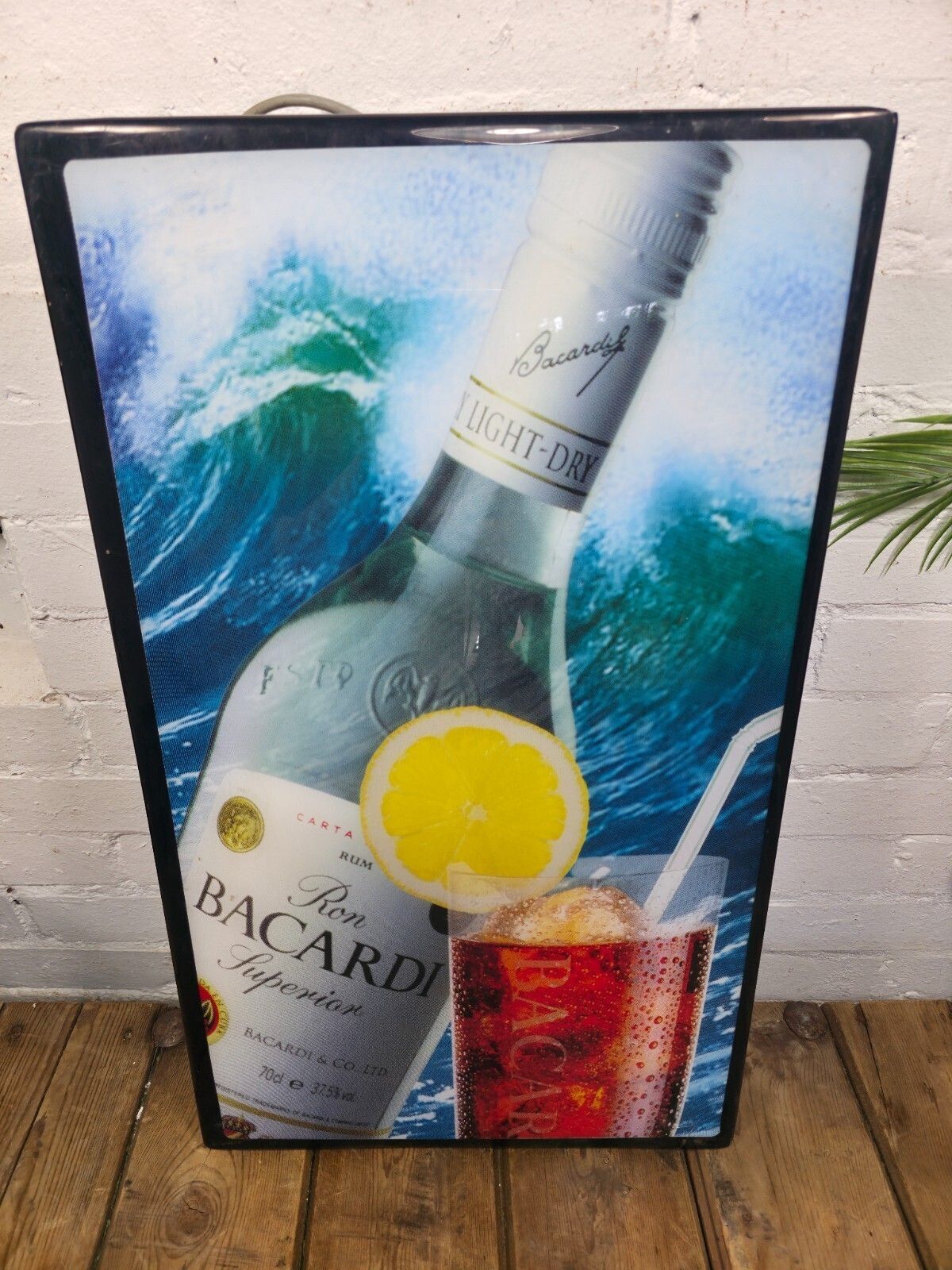 Vintage Bacardi Light Up Advertising Sign Box Bar Man Cave photo furniture