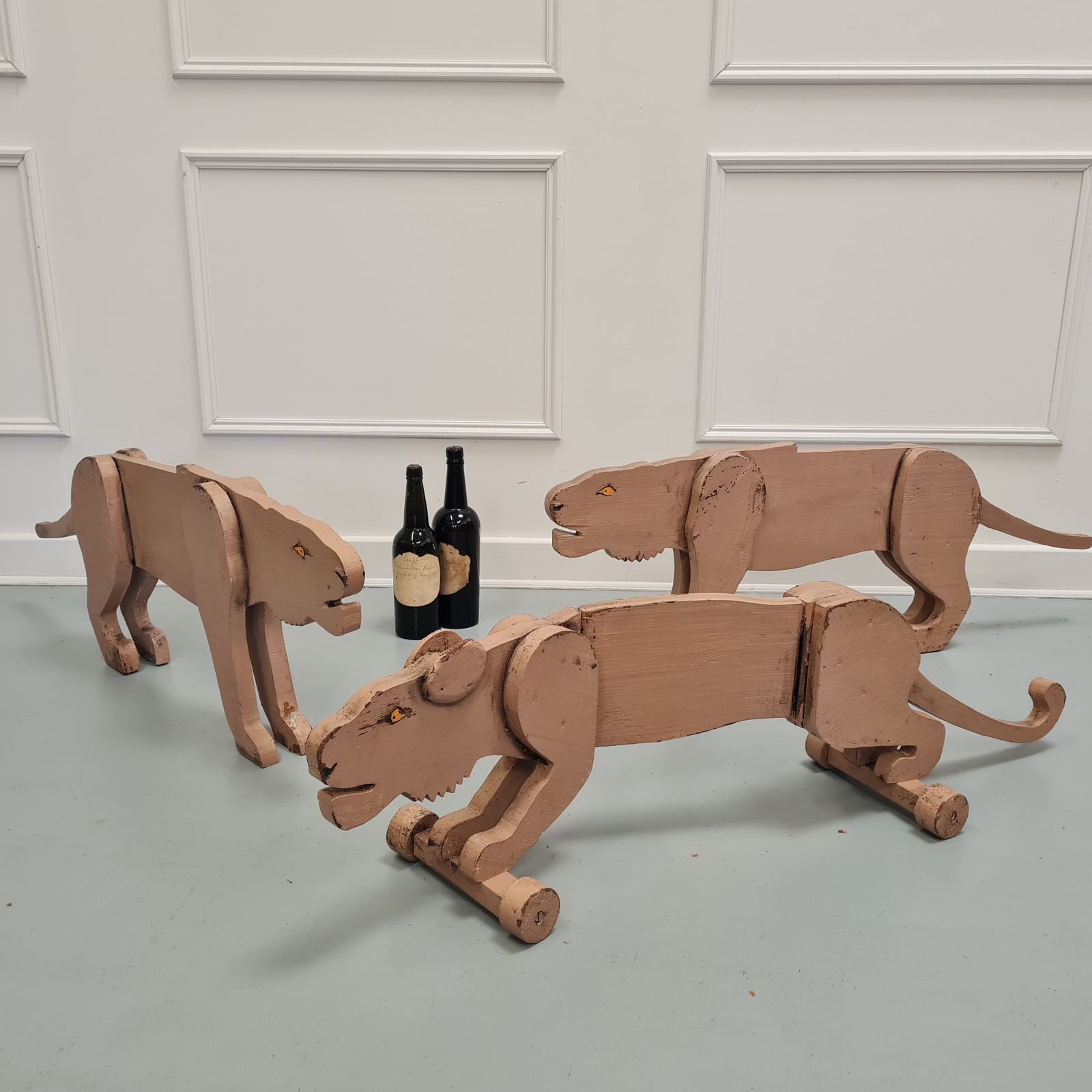 Three Antique Large Toy Lionesses Free Delivery Eng/Wales photo for sale