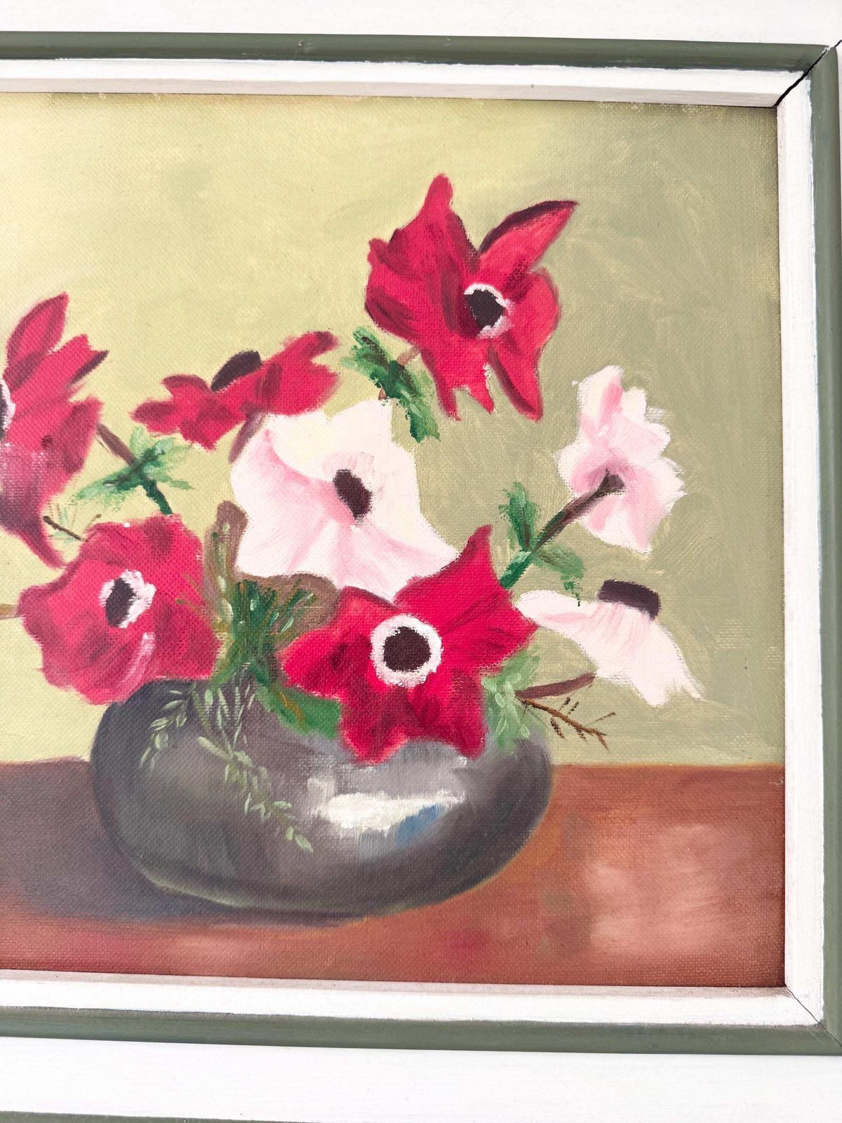 Vintage Framed Floral Paiting, Original Oil On Canvas Painting photo for sale